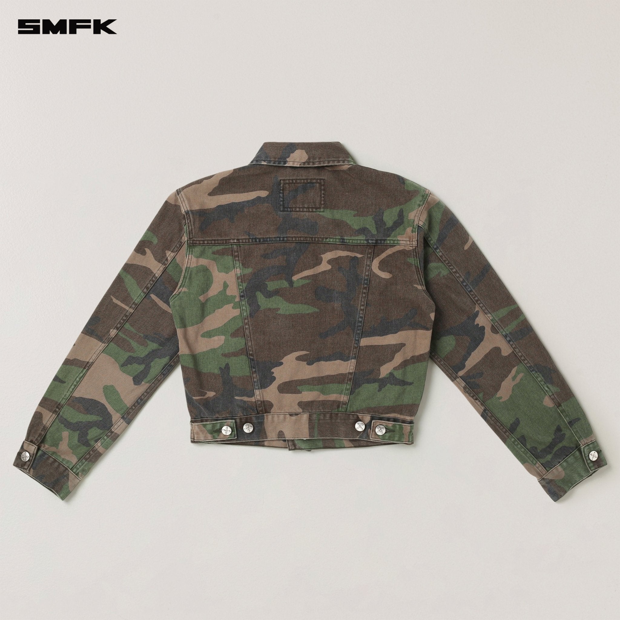 SMFK Compass Permanent Slim Denim Jacket In Army Green Camouflage | MADAX
