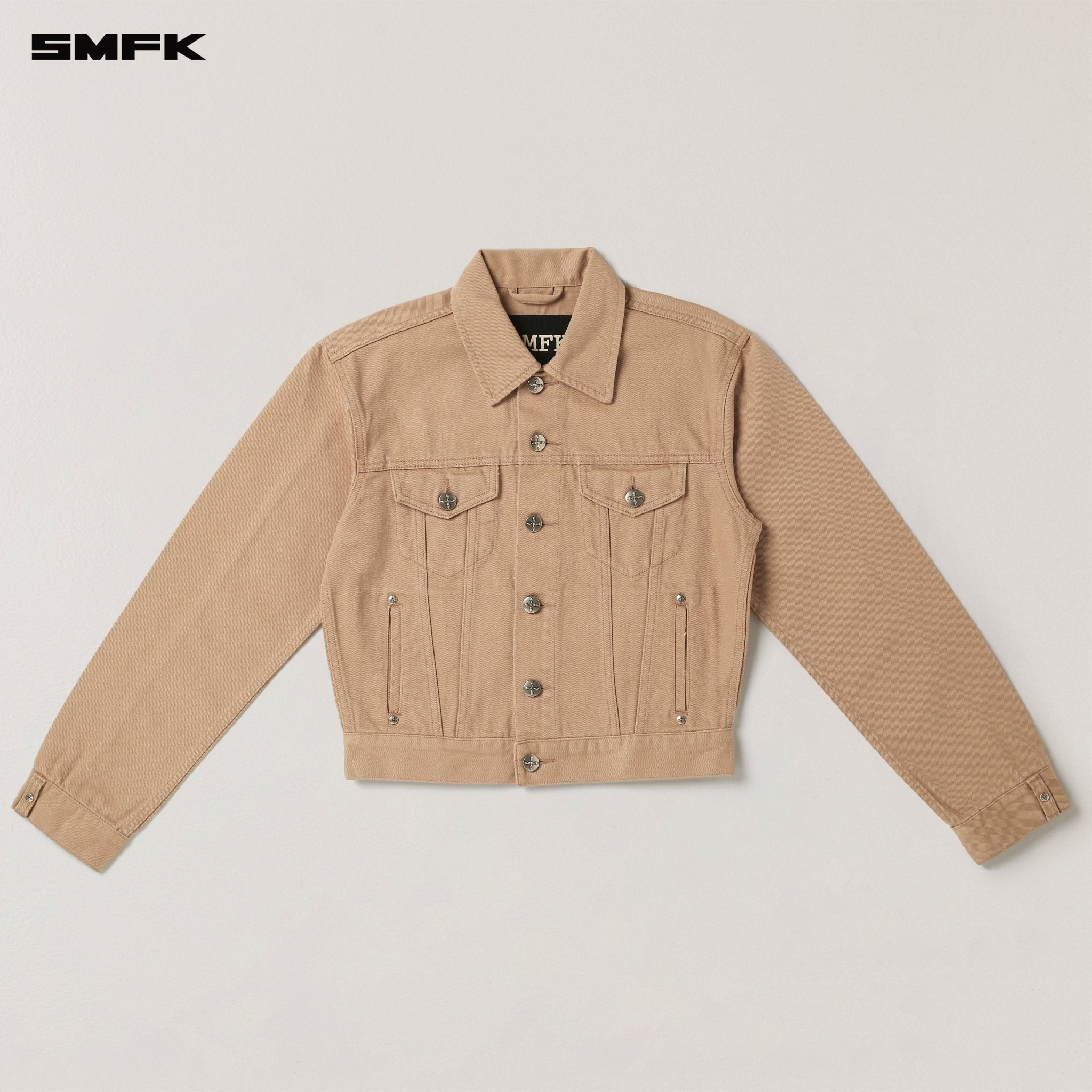 SMFK Compass Permanent Slim Denim Jacket In Sand | MADAX