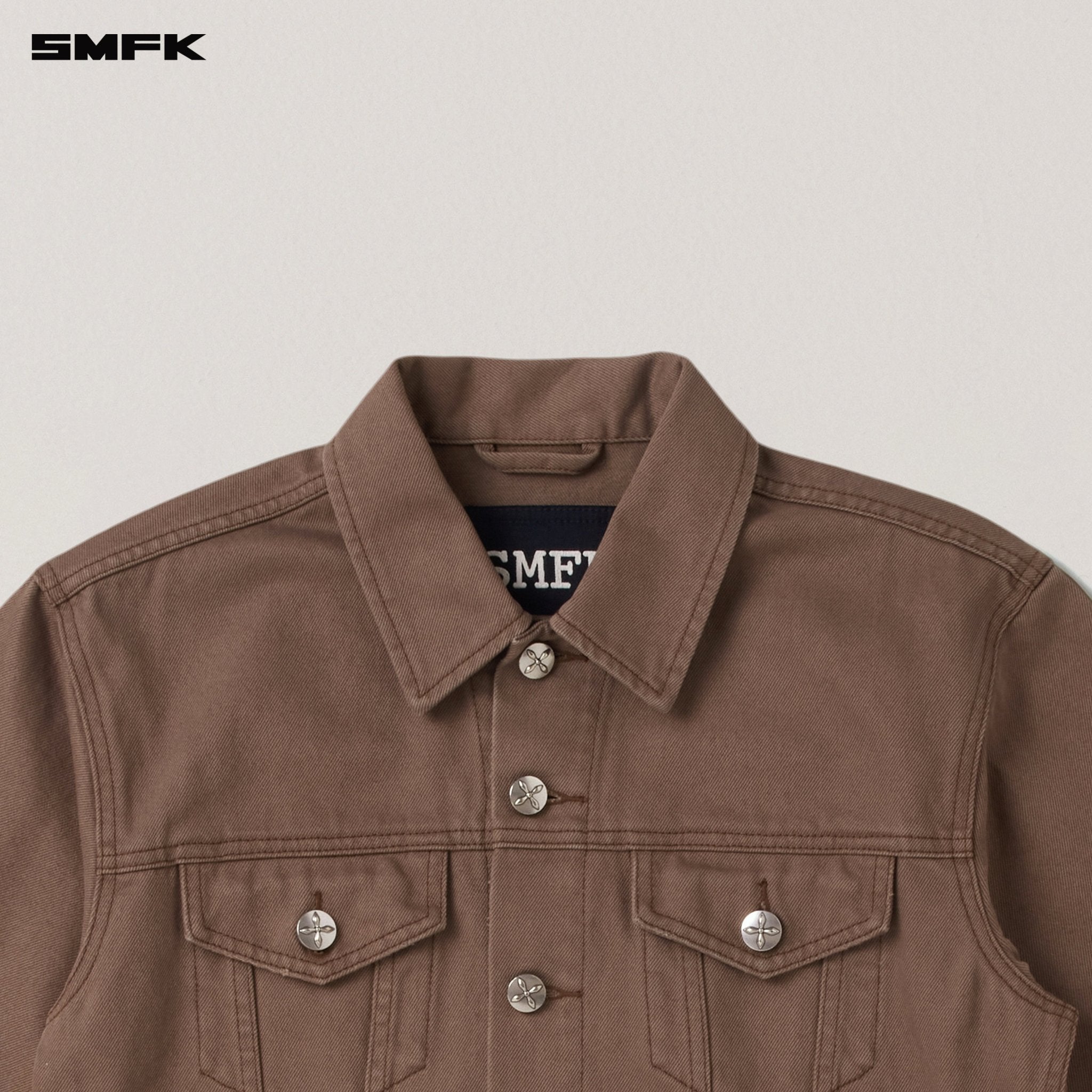 SMFK Compass Permanent Slim Denim Jacket In Wild Horse Brown | MADAX