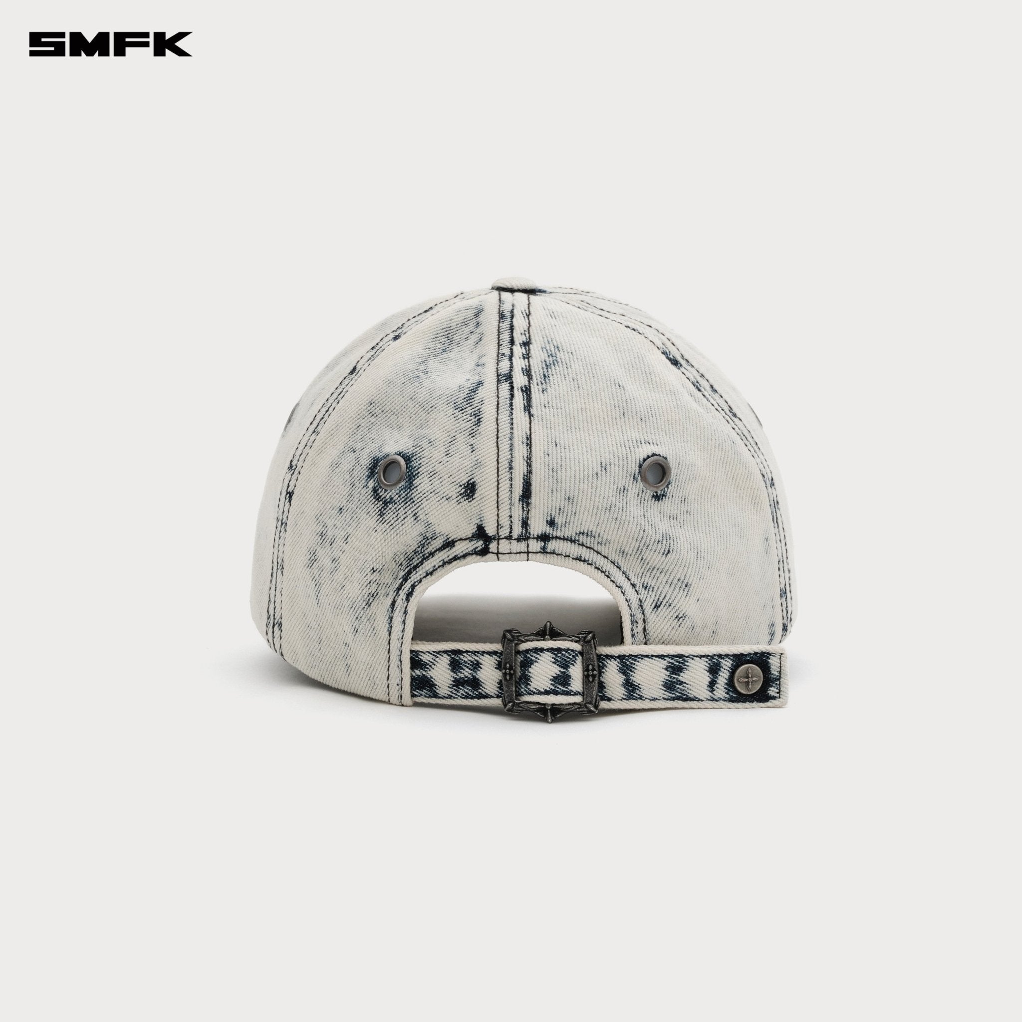 SMFK Compass Retro Cross Denim Baseball Cap In White | MADAX