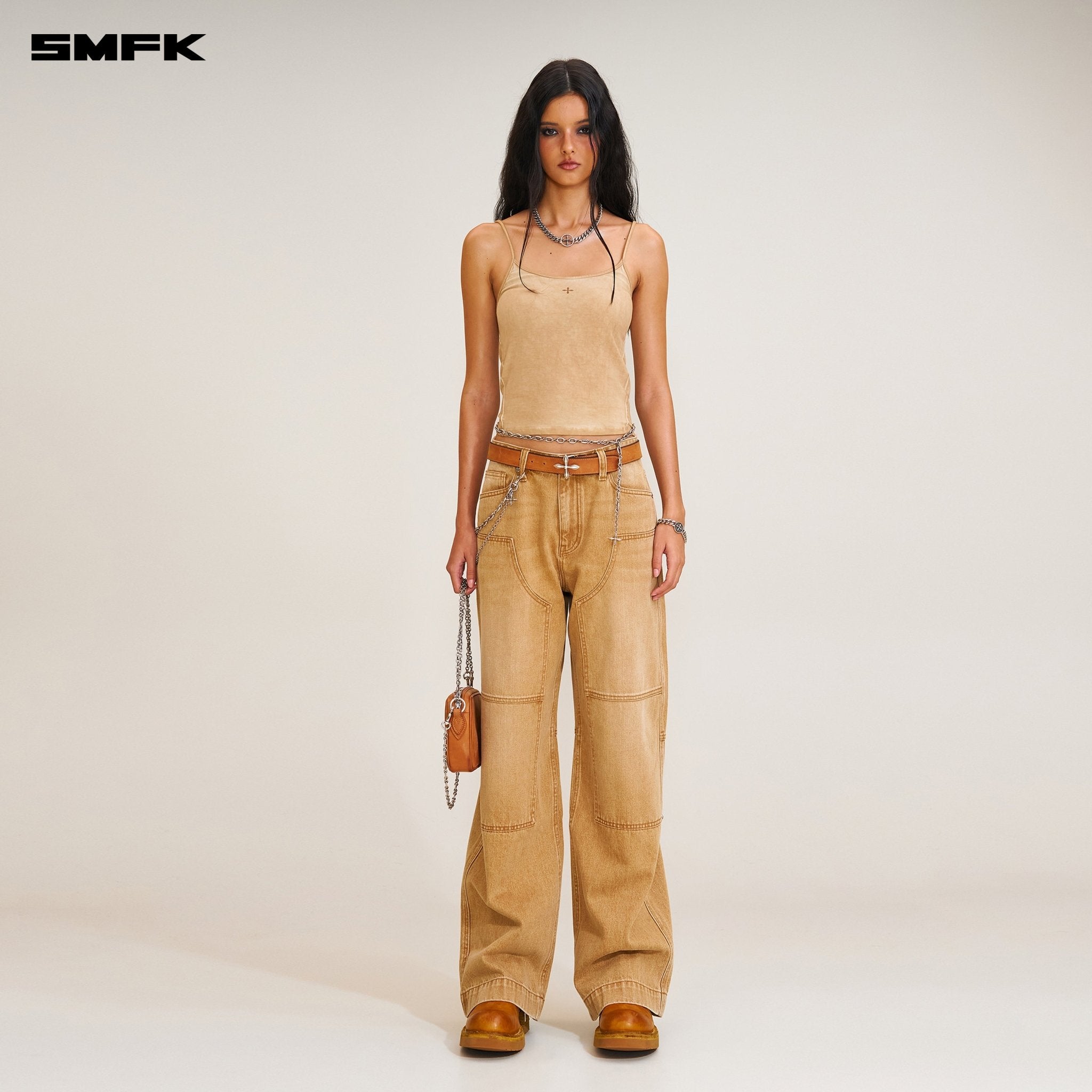 SMFK Compass Retro Loose Cargo Pants In Cowboy Brown | MADAX