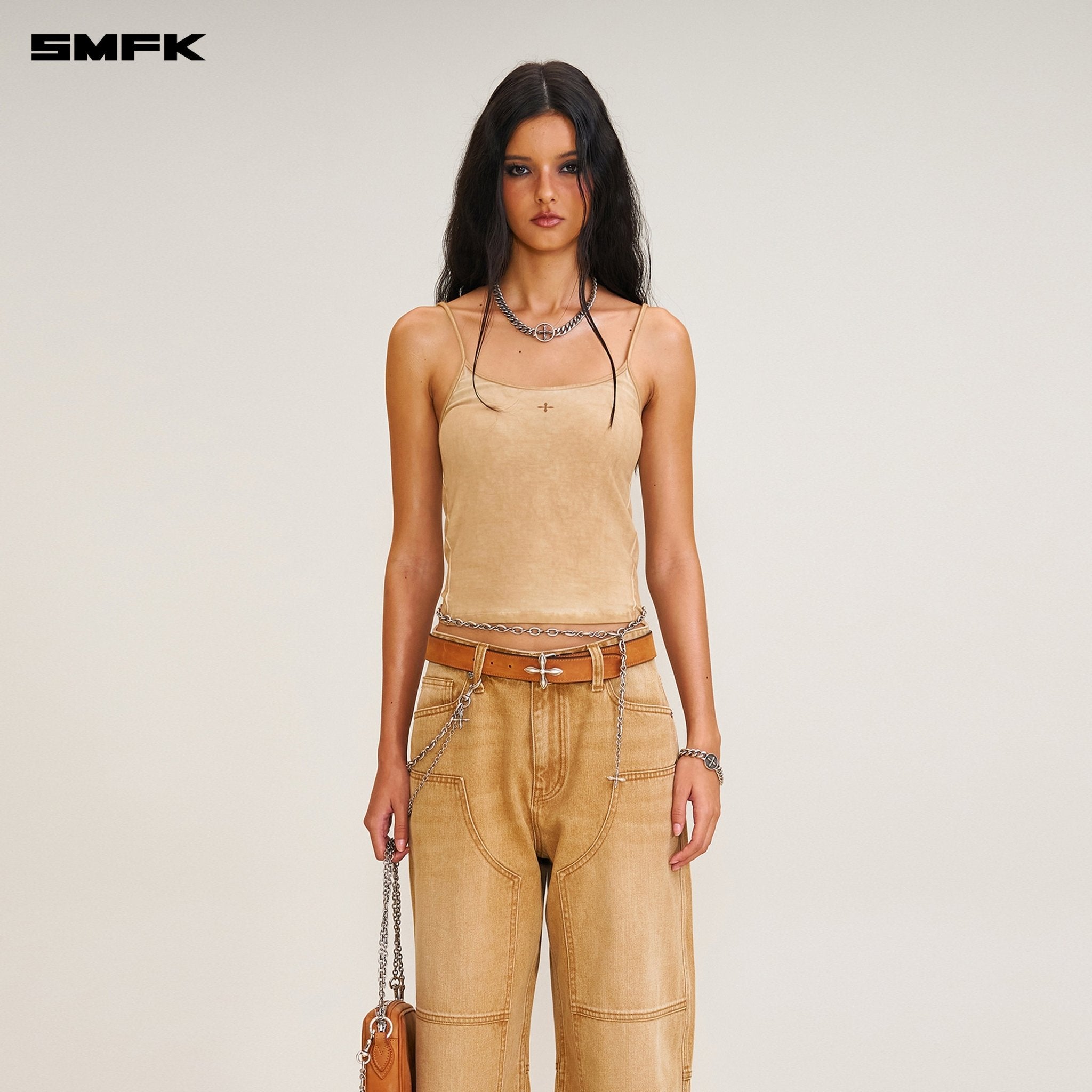 SMFK Compass Retro Loose Cargo Pants In Cowboy Brown | MADAX