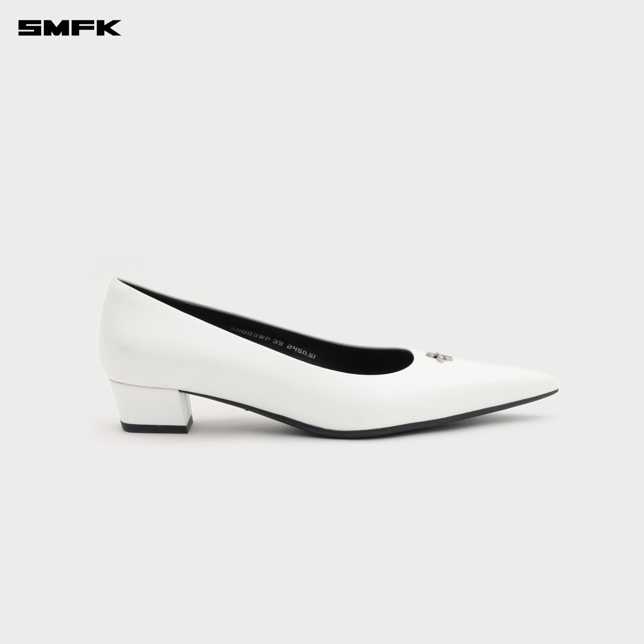 SMFK Compass Rivet Classic Low Heels In White | MADAX