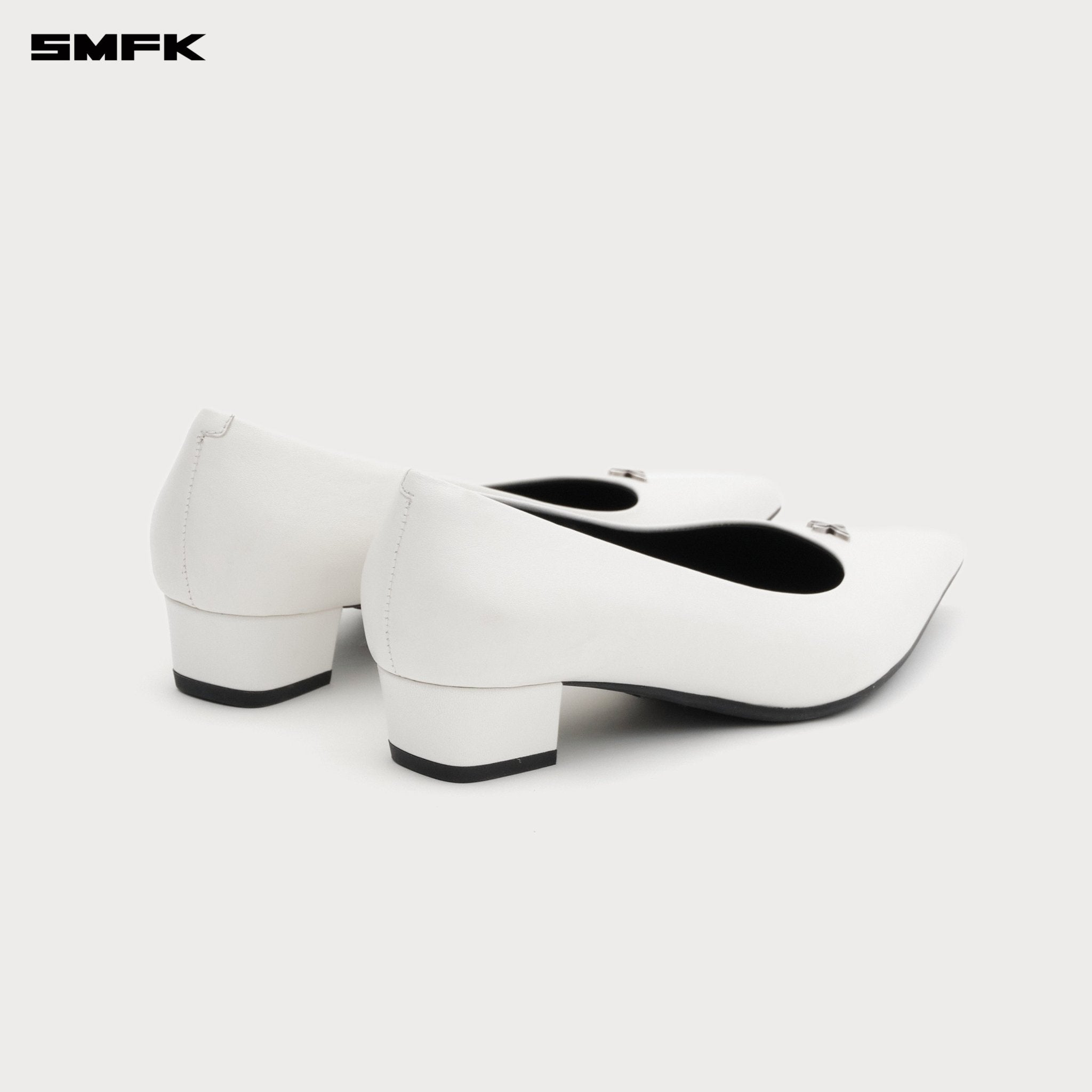 SMFK Compass Rivet Classic Low Heels In White | MADAX
