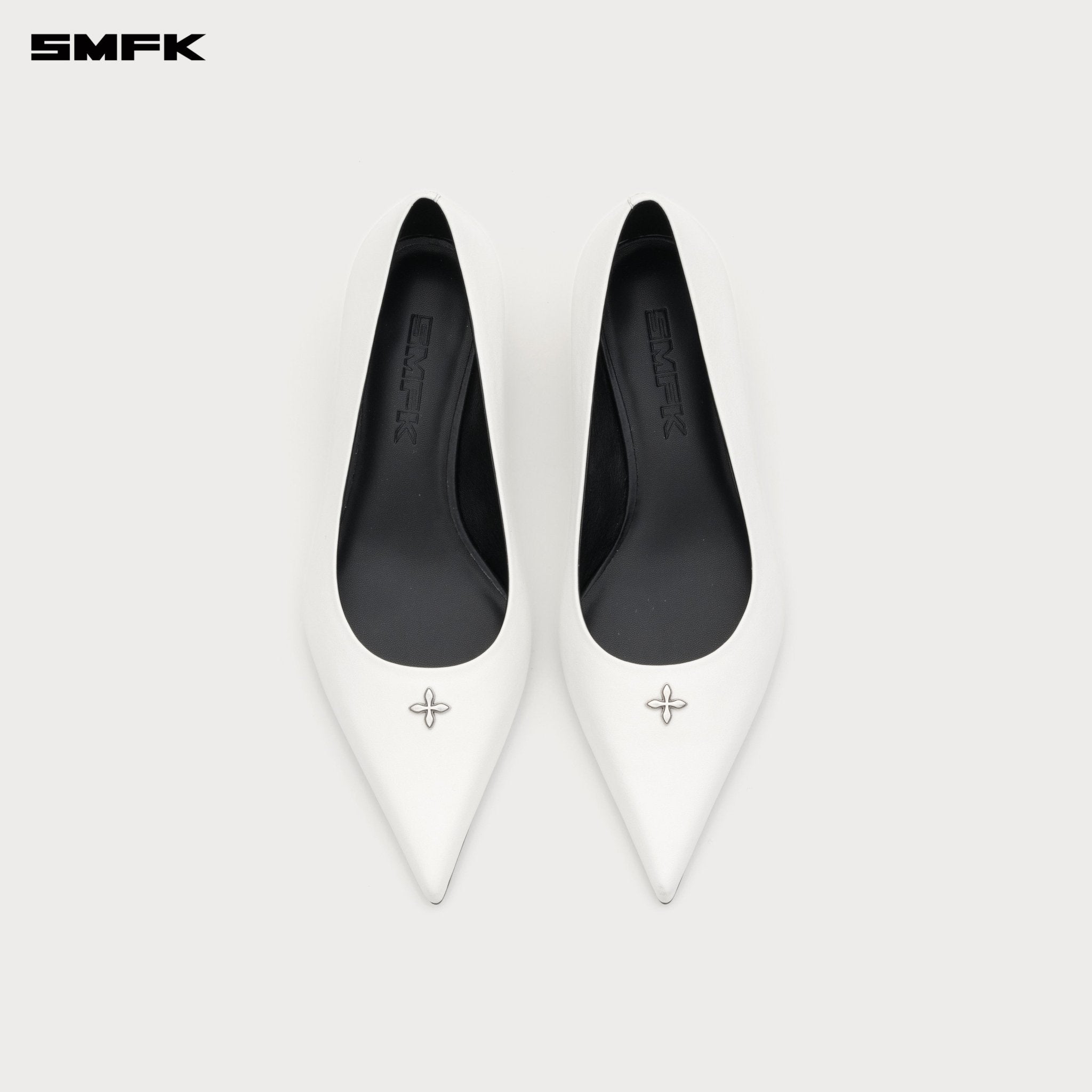 SMFK Compass Rivet Classic Low Heels In White | MADAX