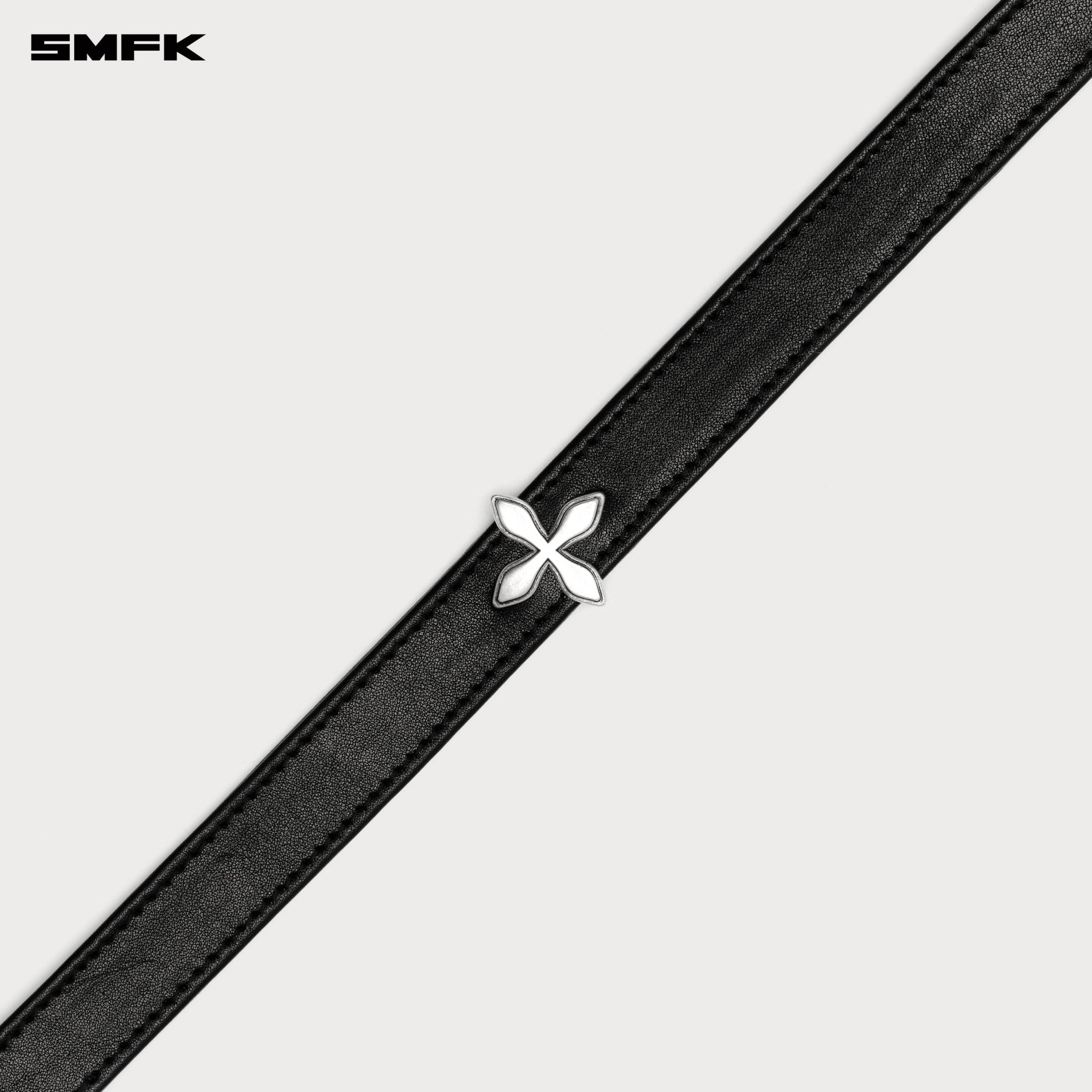 SMFK Compass Rivet Cross Rivet Leather High Collar Choker In Black | MADAX