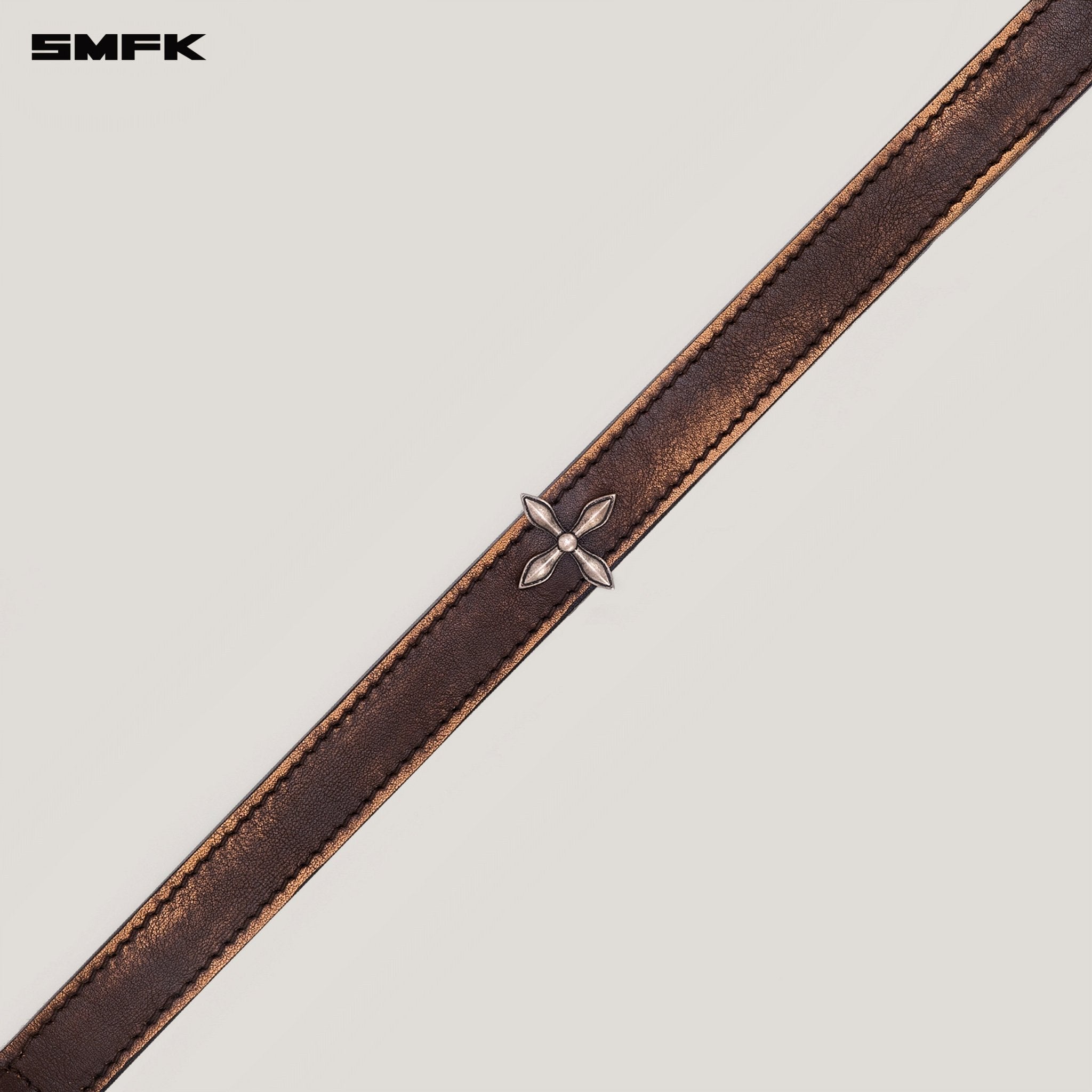 SMFK Compass Rivet Patina Leather Chocker In Brown (Medium) | MADAX