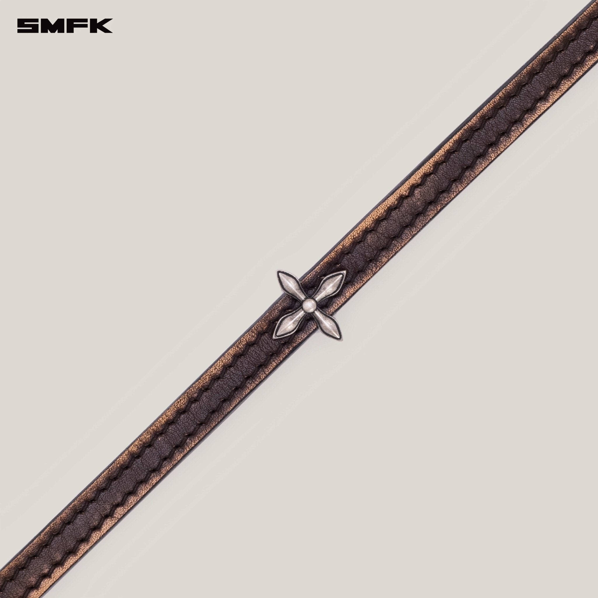SMFK Compass Rivet Patina Leather Chocker In Brown (Small) | MADAX