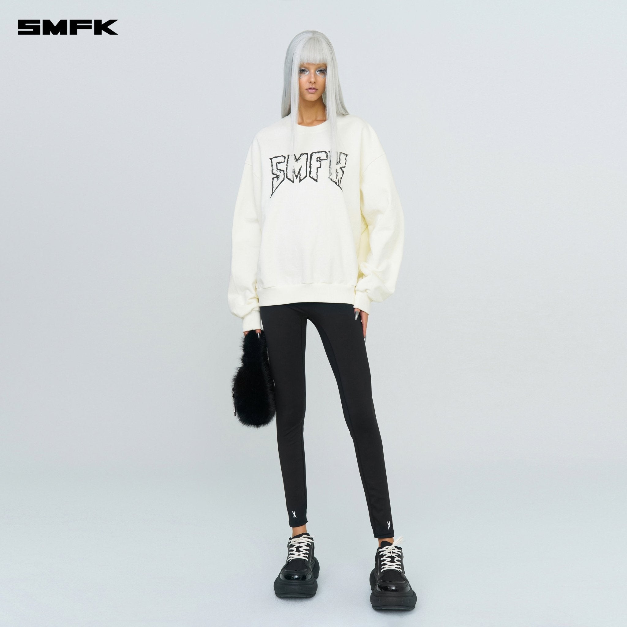 SMFK Compass Rocking Retro Loose Sweatshirt Cream | MADAX