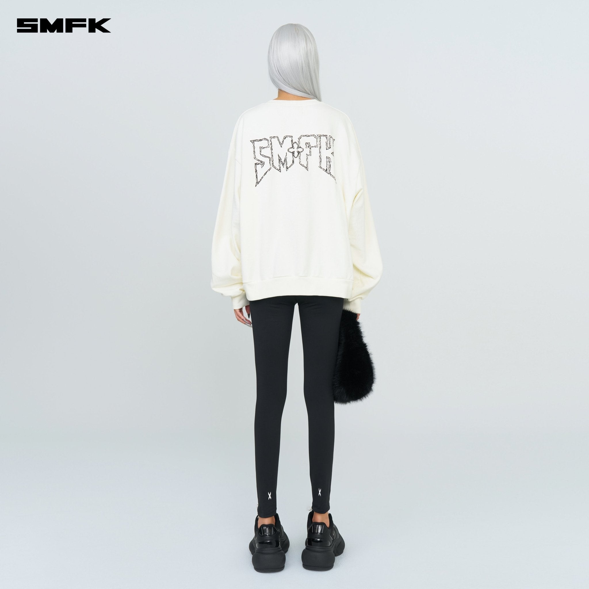 SMFK Compass Rocking Retro Loose Sweatshirt Cream | MADAX