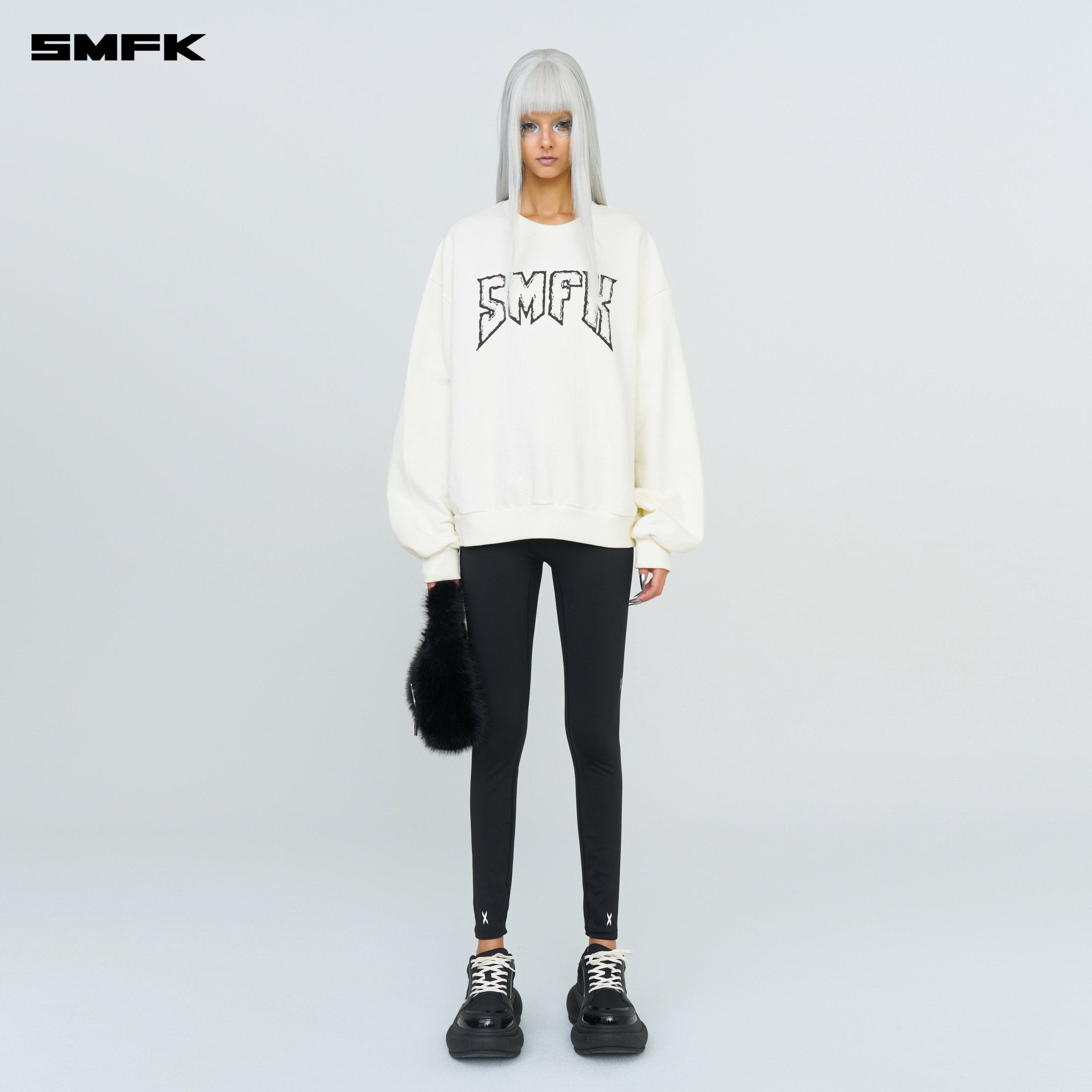 SMFK Compass Rocking Retro Loose Sweatshirt Cream | MADAX