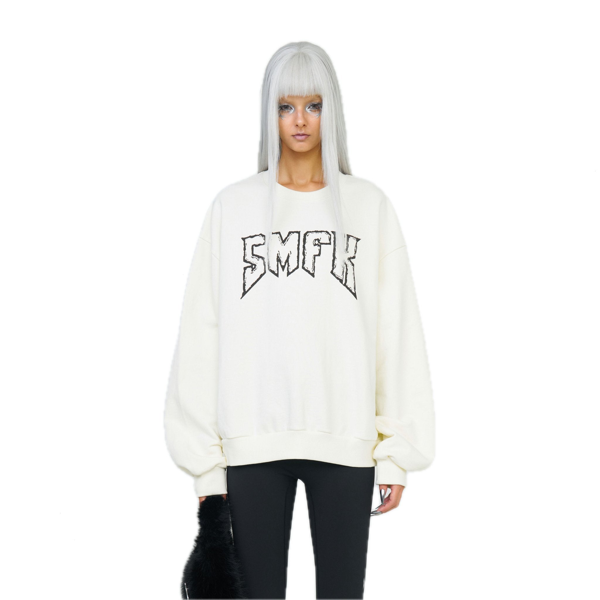 SMFK Compass Rocking Retro Loose Sweatshirt Cream | MADAX