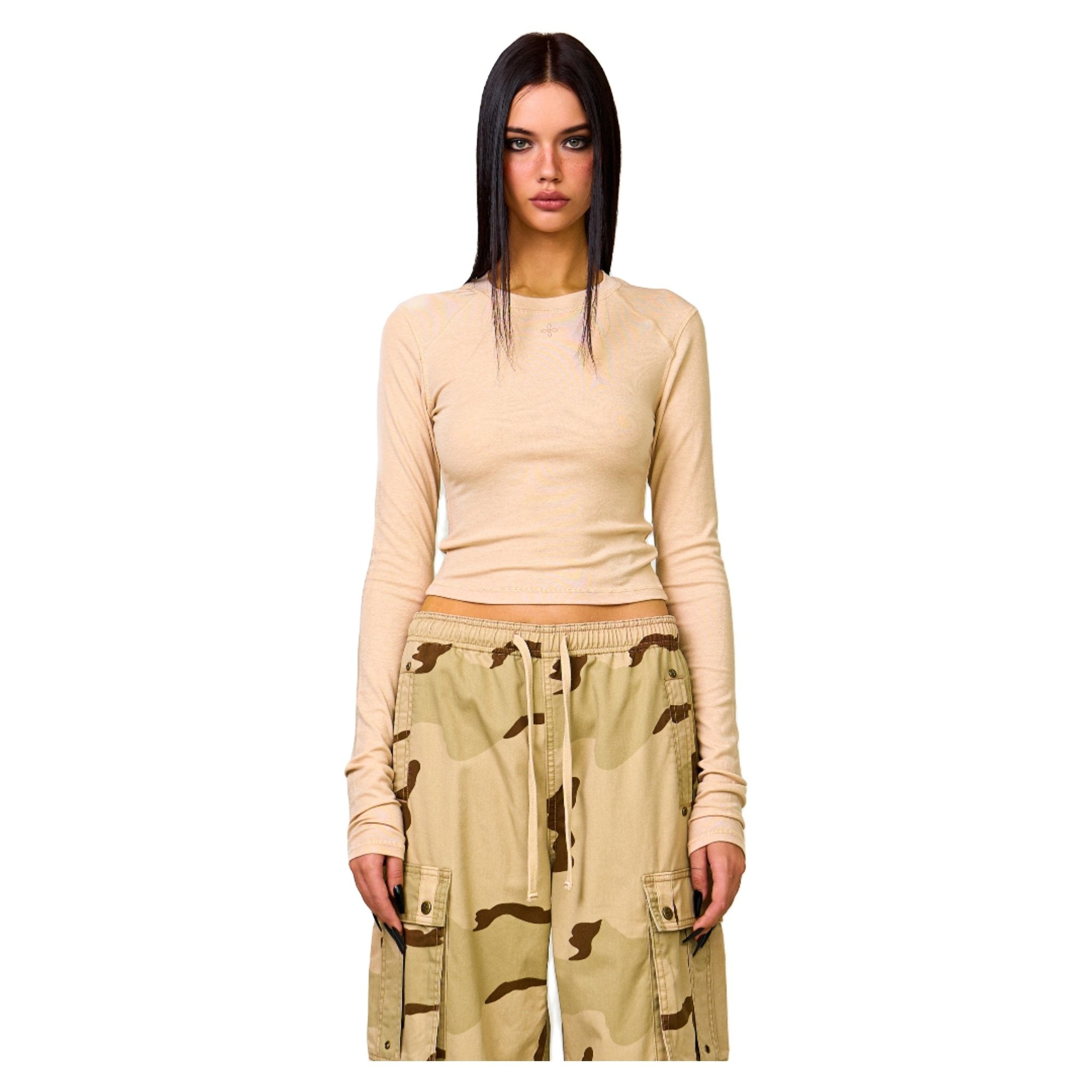 SMFK Compass Rush Slim - Fit Long Sleeves Top In Linen | MADAX