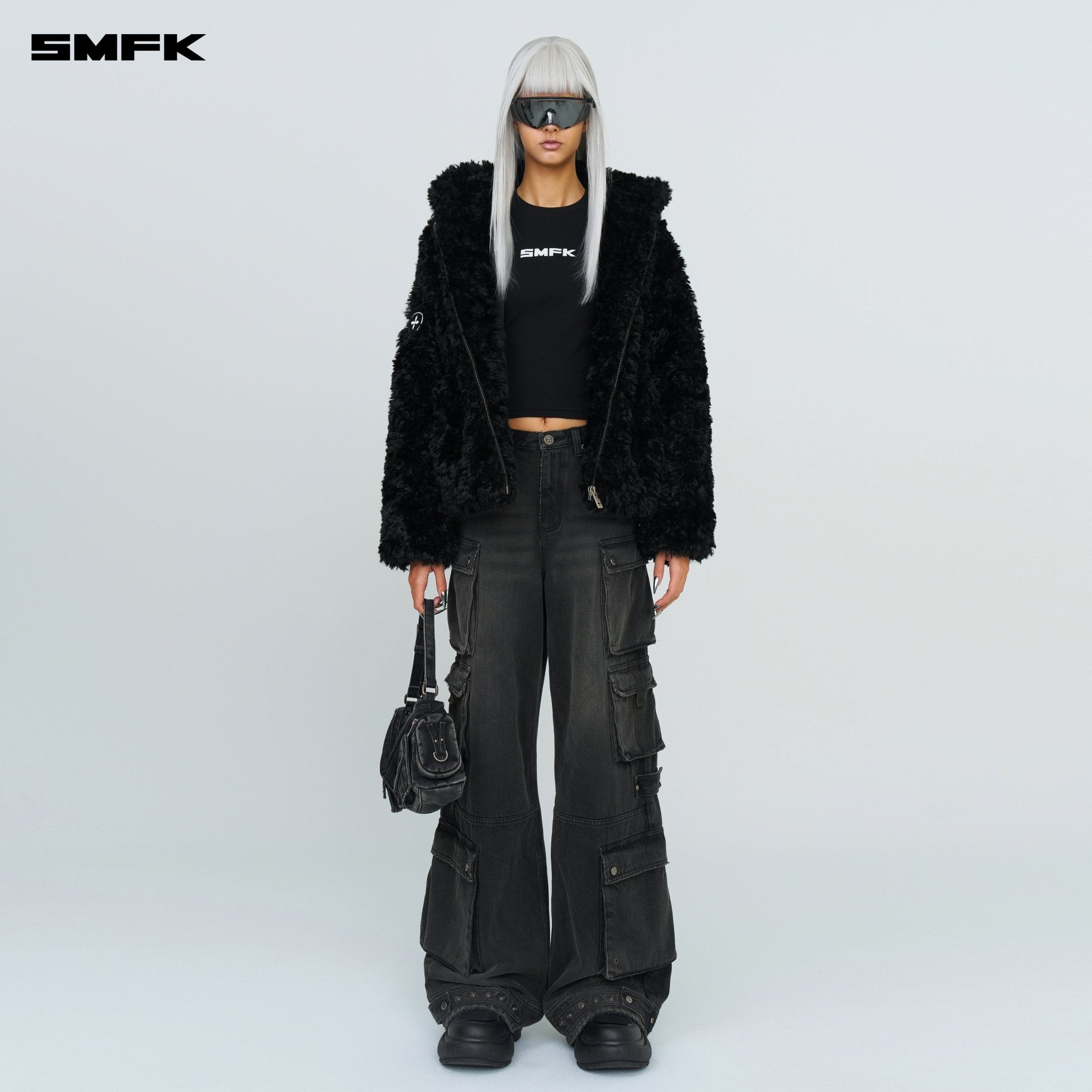 SMFK Compass Snowman Classic Faux Fur Jacket Black | MADAX