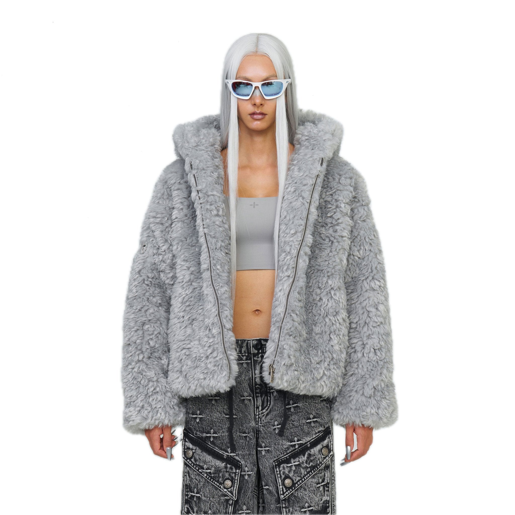 SMFK Compass Snowman Classic Faux Fur Jacket Gray | MADAX