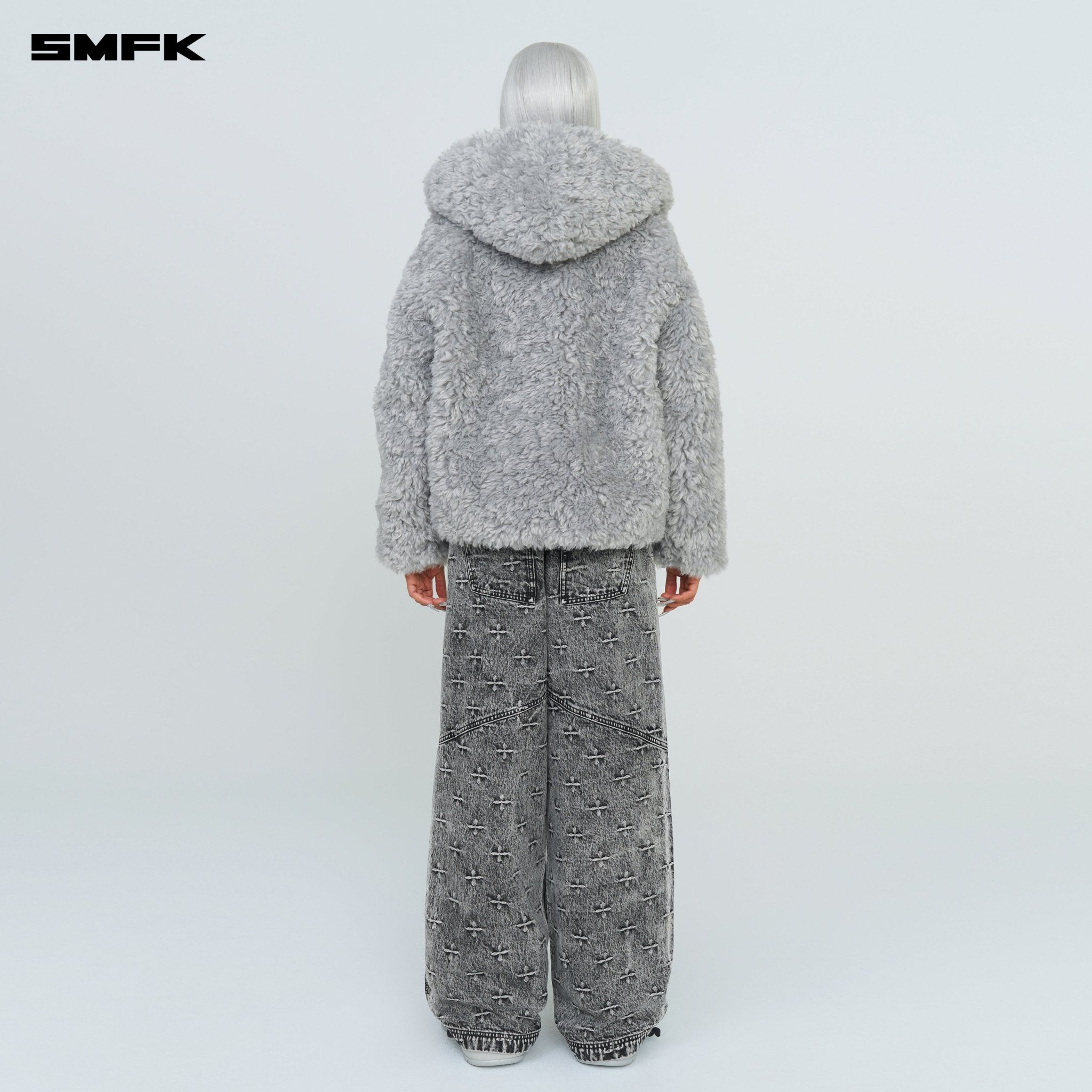 SMFK Compass Snowman Classic Faux Fur Jacket Gray | MADAX