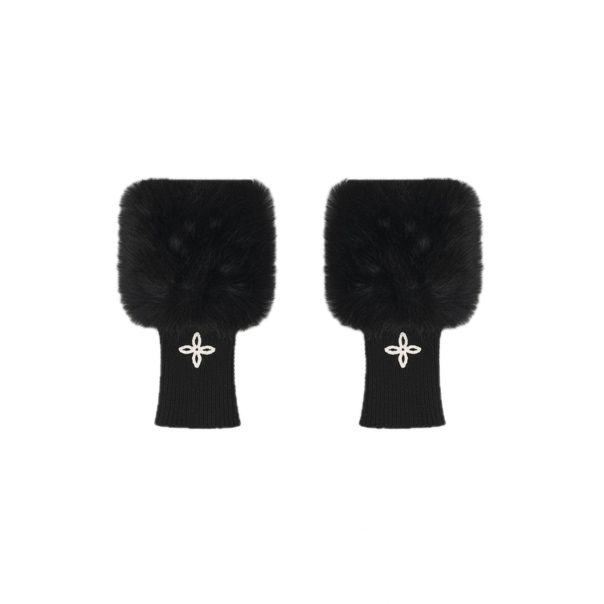 SMFK Compass Snowman Furry Gloves In Black | MADAX