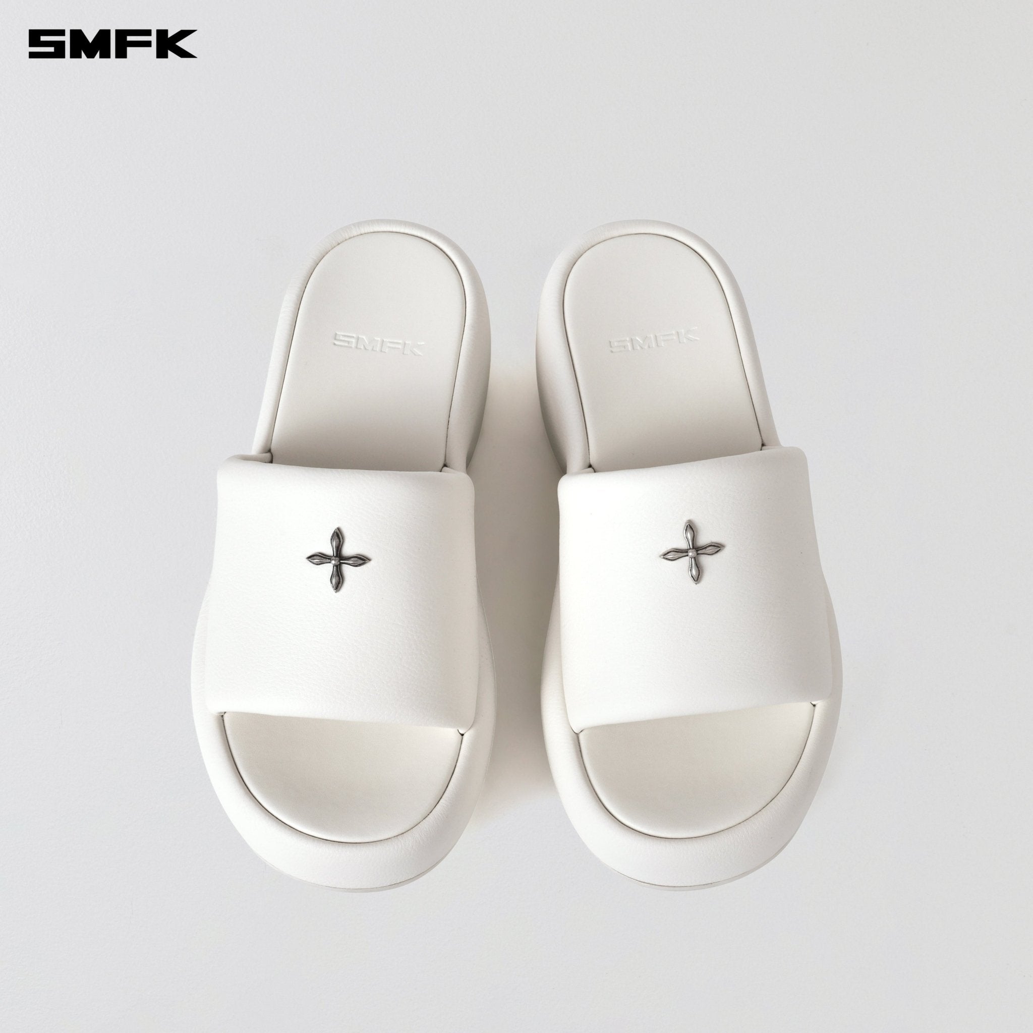 SMFK Compass Stable High Leather Slipper In Cloud White | MADAX