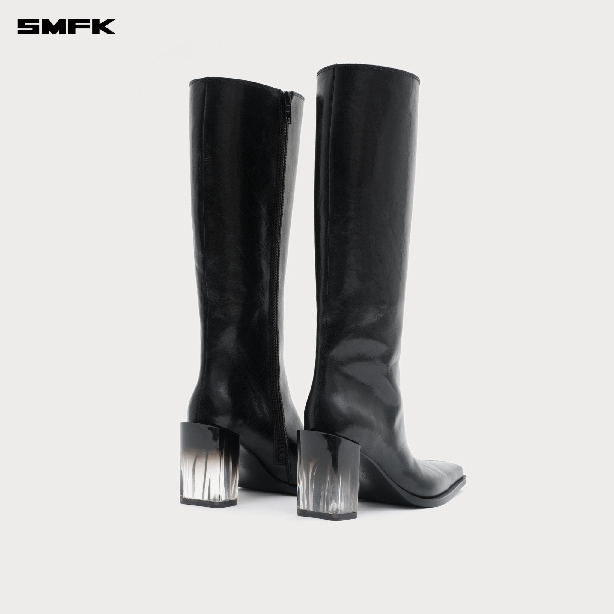 SMFK Compass Stage Leather High Boots In Black | MADAX