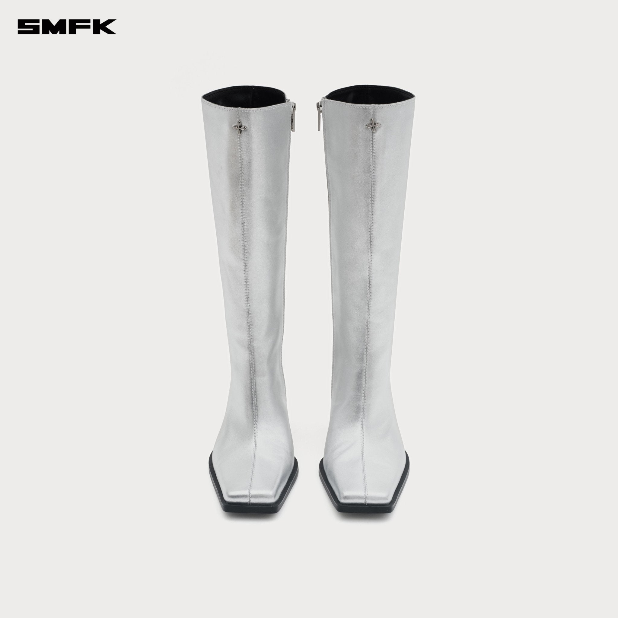 SMFK Compass Stage Leather High Boots In Silver | MADAX