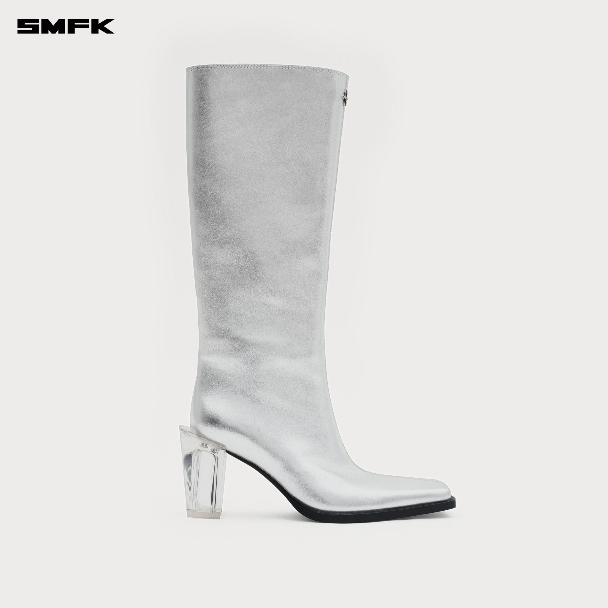 SMFK Compass Stage Leather High Boots In Silver | MADAX