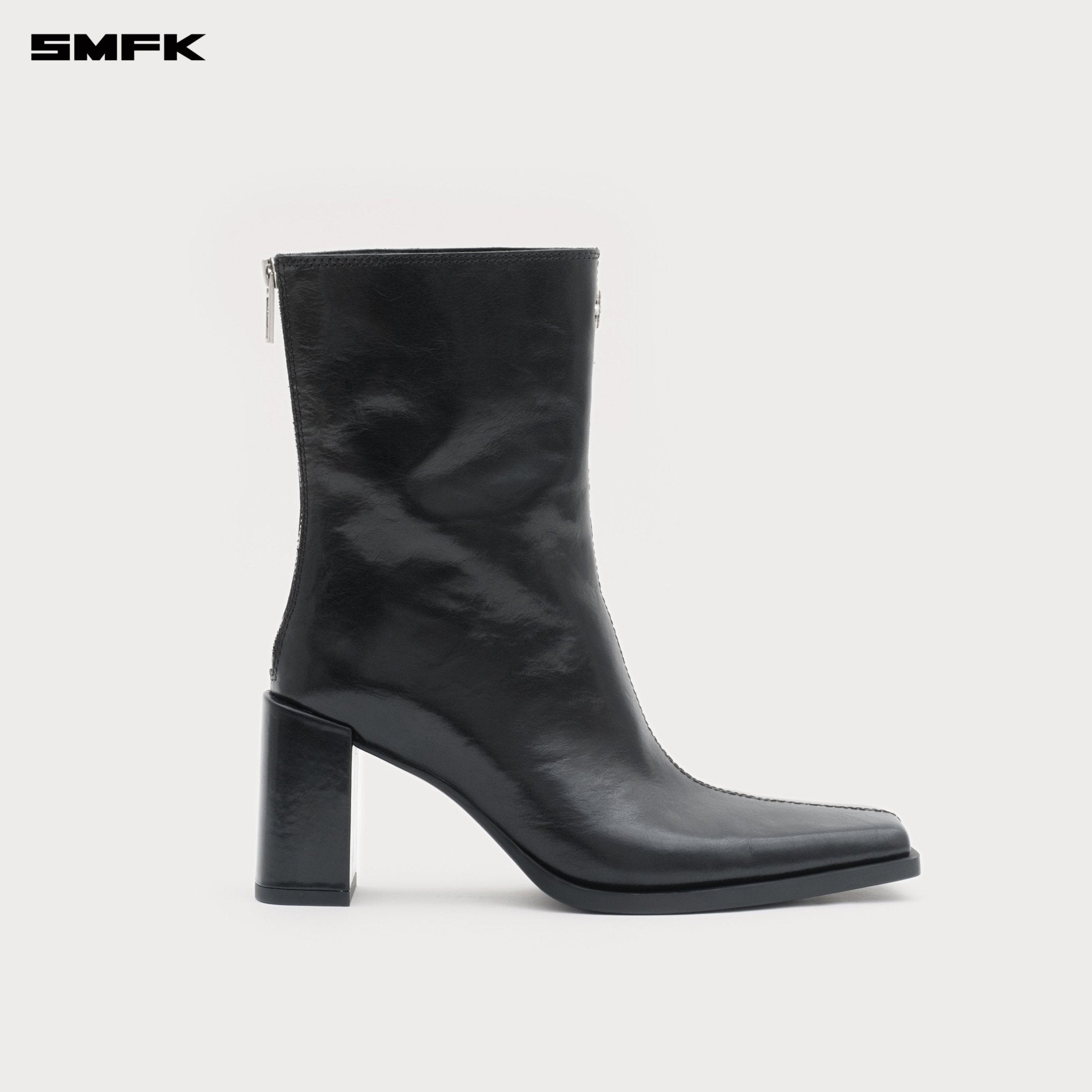 SMFK Compass Stage Leather High - heeled Boots In Black | MADAX