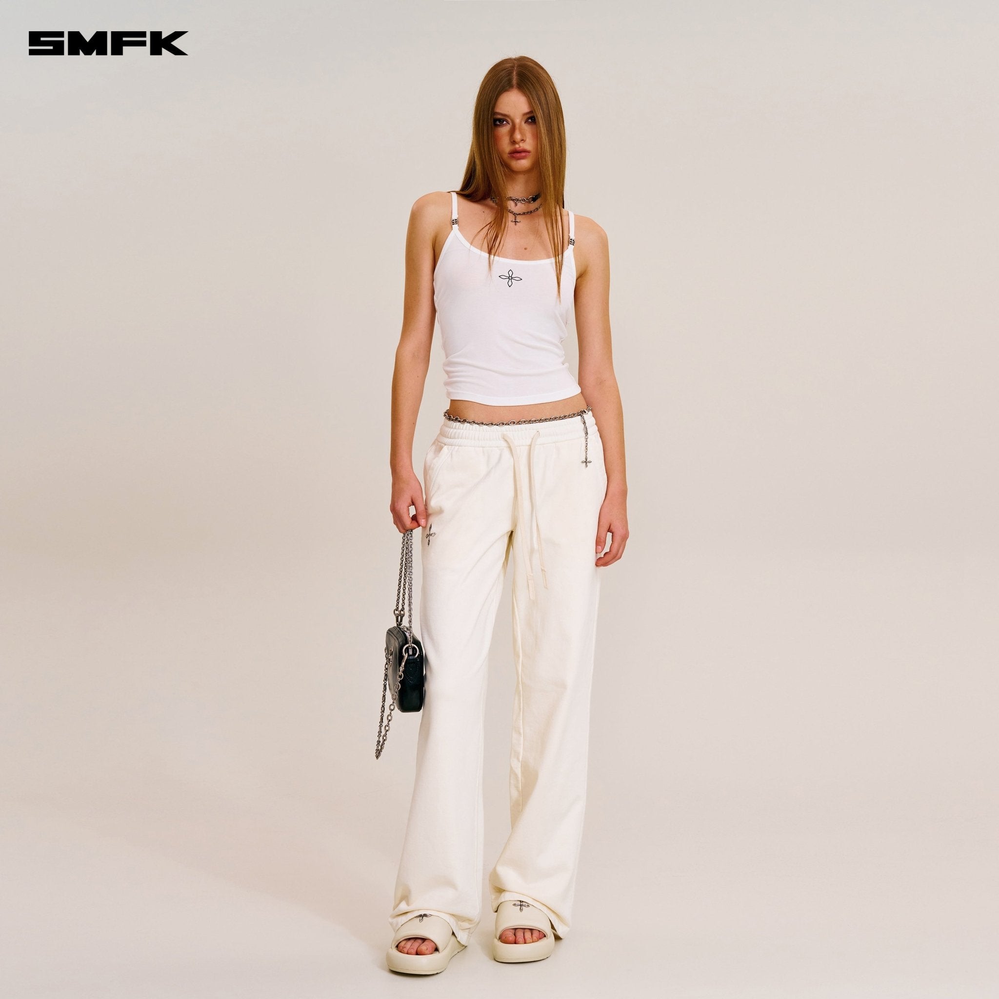 SMFK Compass Stamp Acetate Body Camisole In Snow Mountain White | MADAX