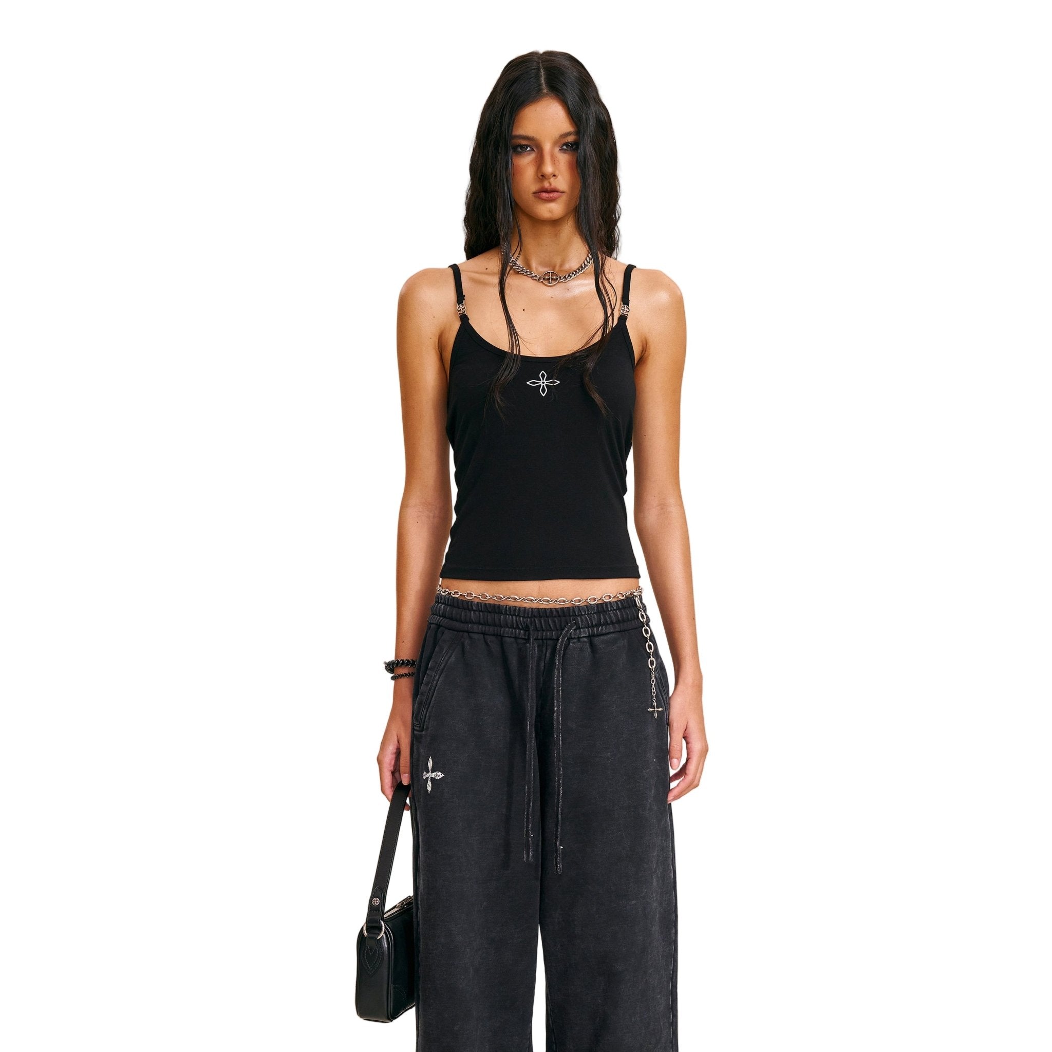 SMFK Compass Stamp Acetate Body Camisole In Wild Black | MADAX