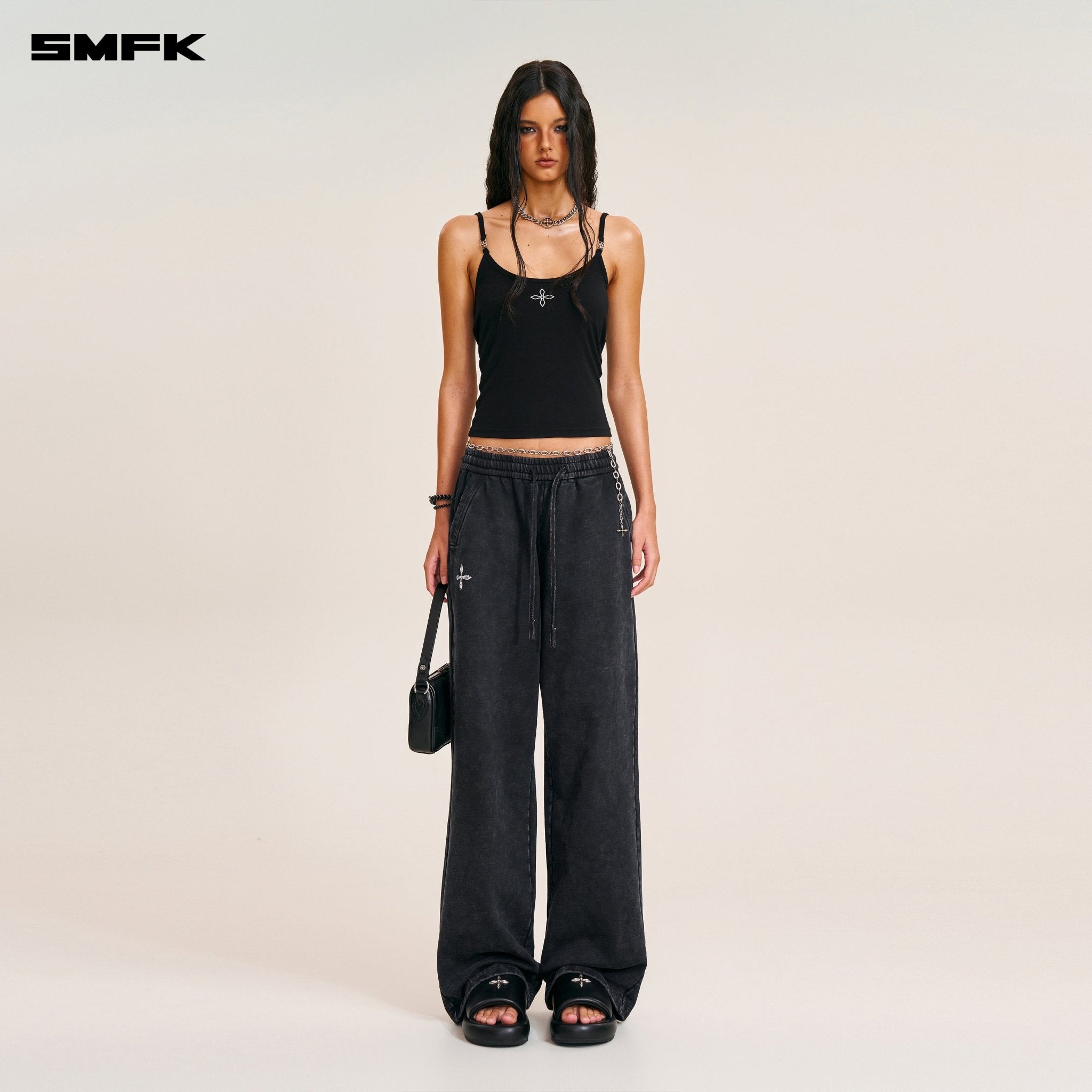 SMFK Compass Stamp Acetate Body Camisole In Wild Black | MADAX