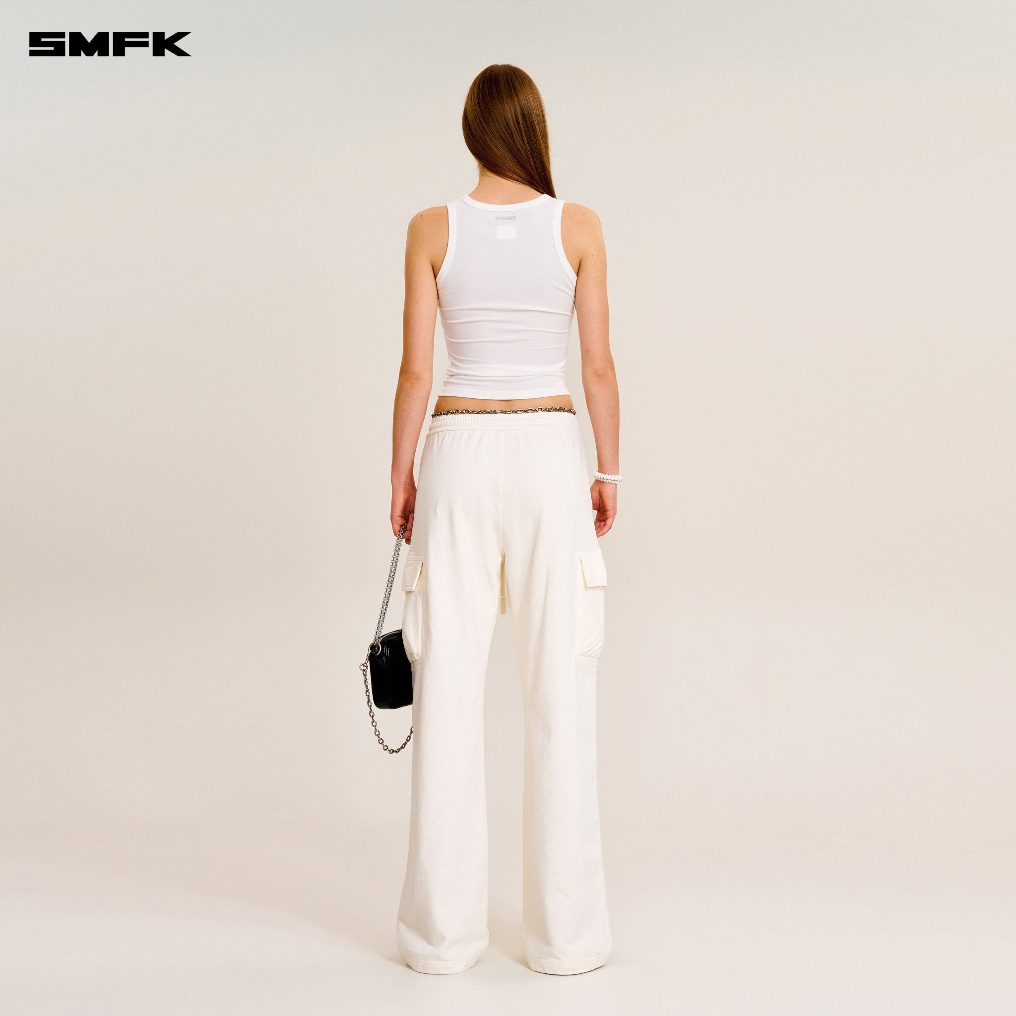 SMFK Compass Stamp Acetate Body Sports Tank In Snow Mountain White | MADAX