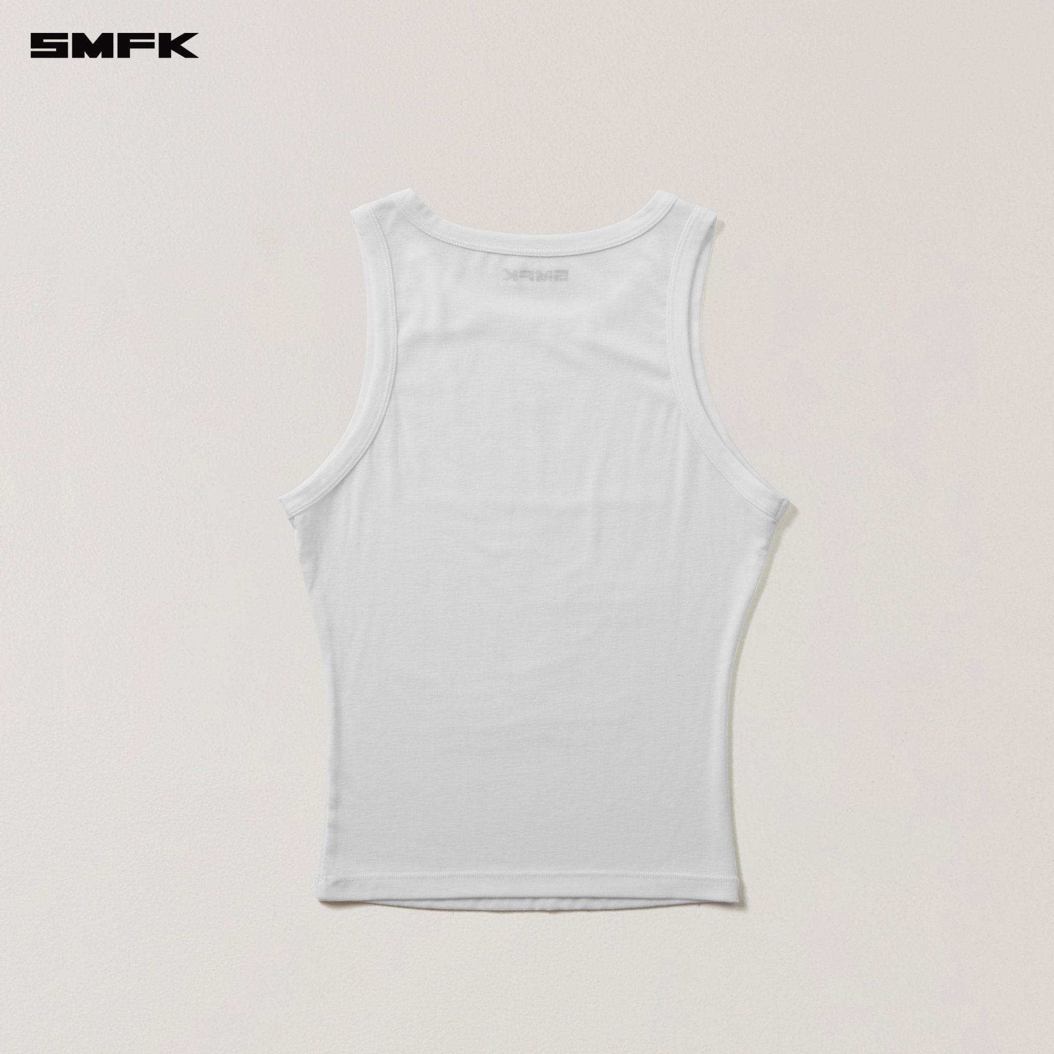 SMFK Compass Stamp Acetate Body Sports Tank In Snow Mountain White | MADAX