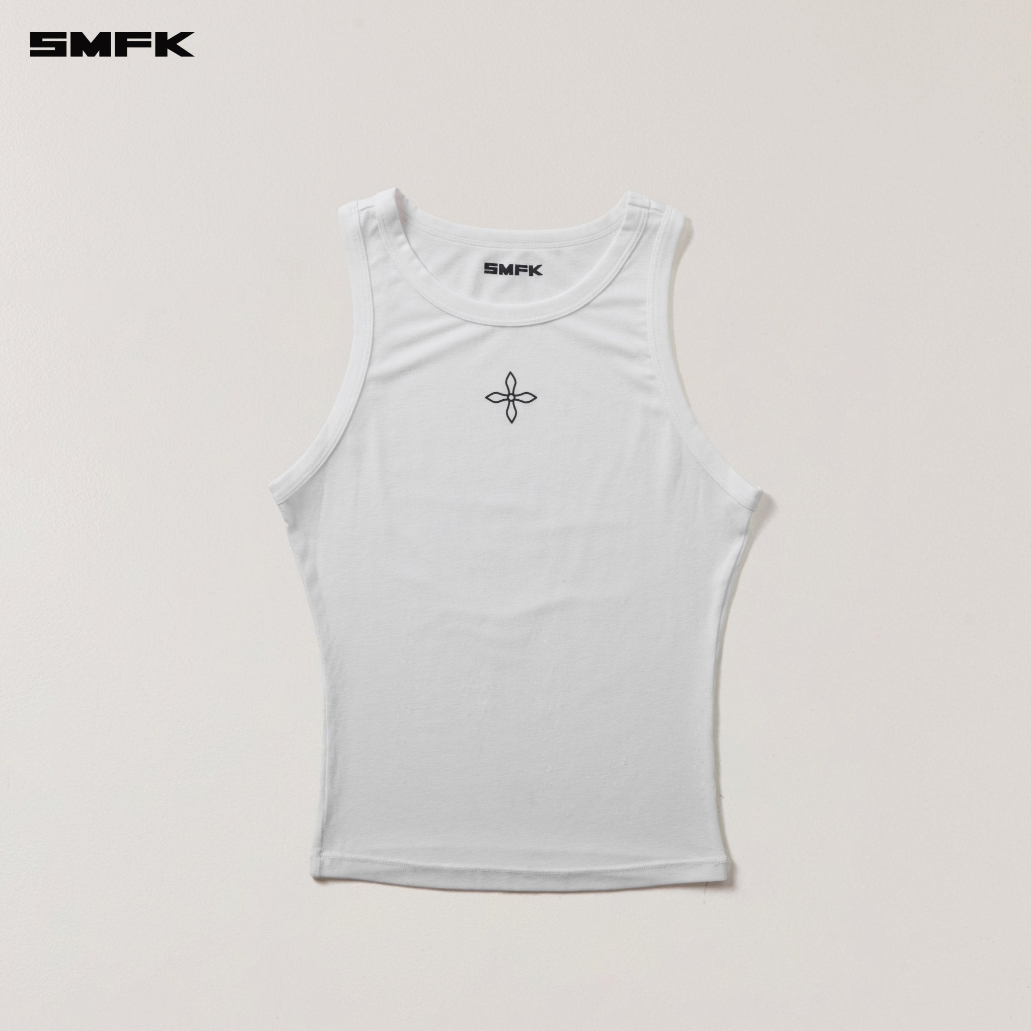 SMFK Compass Stamp Acetate Body Sports Tank In Snow Mountain White | MADAX