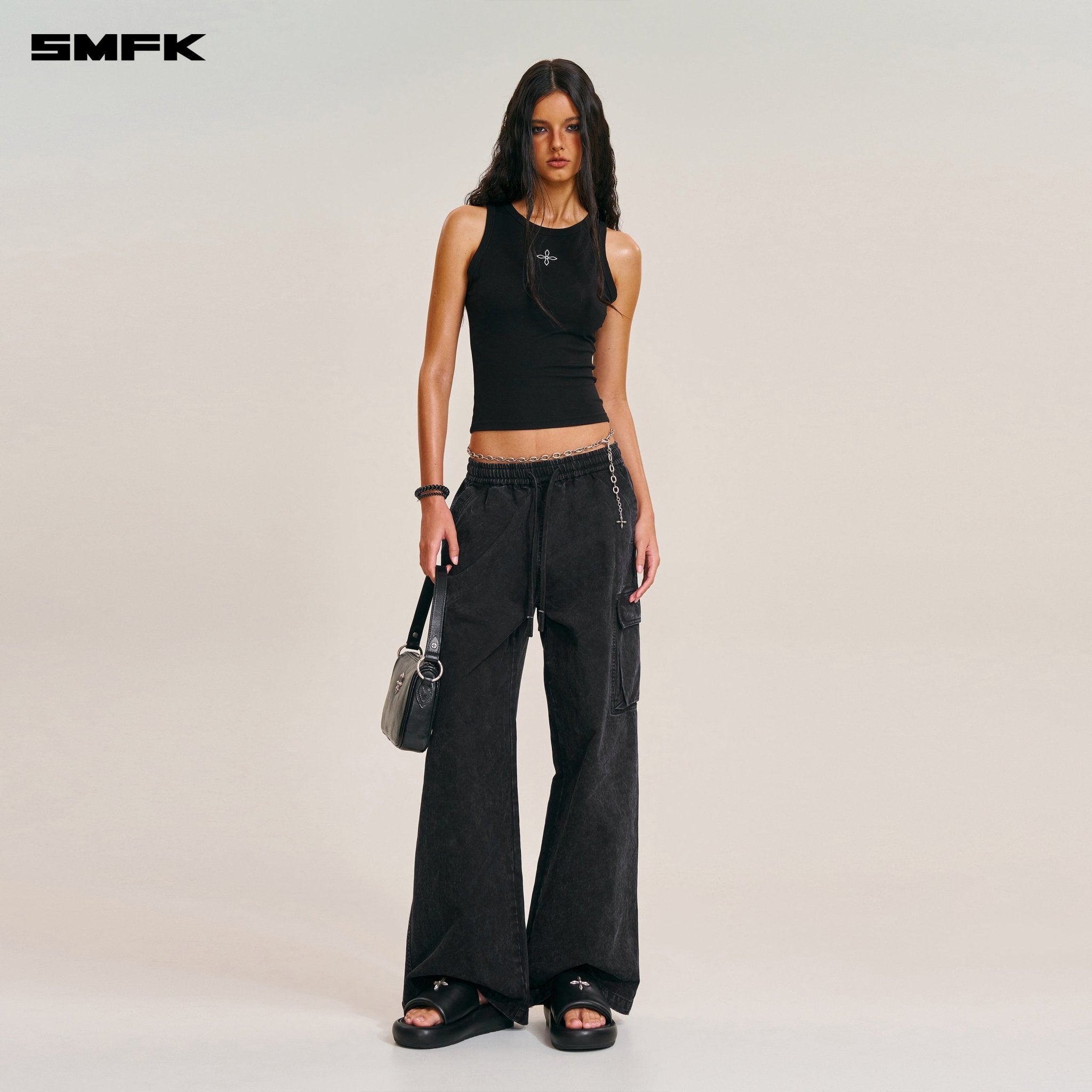 SMFK Compass Stamp Acetate Body Sports Tank In Wild Black | MADAX