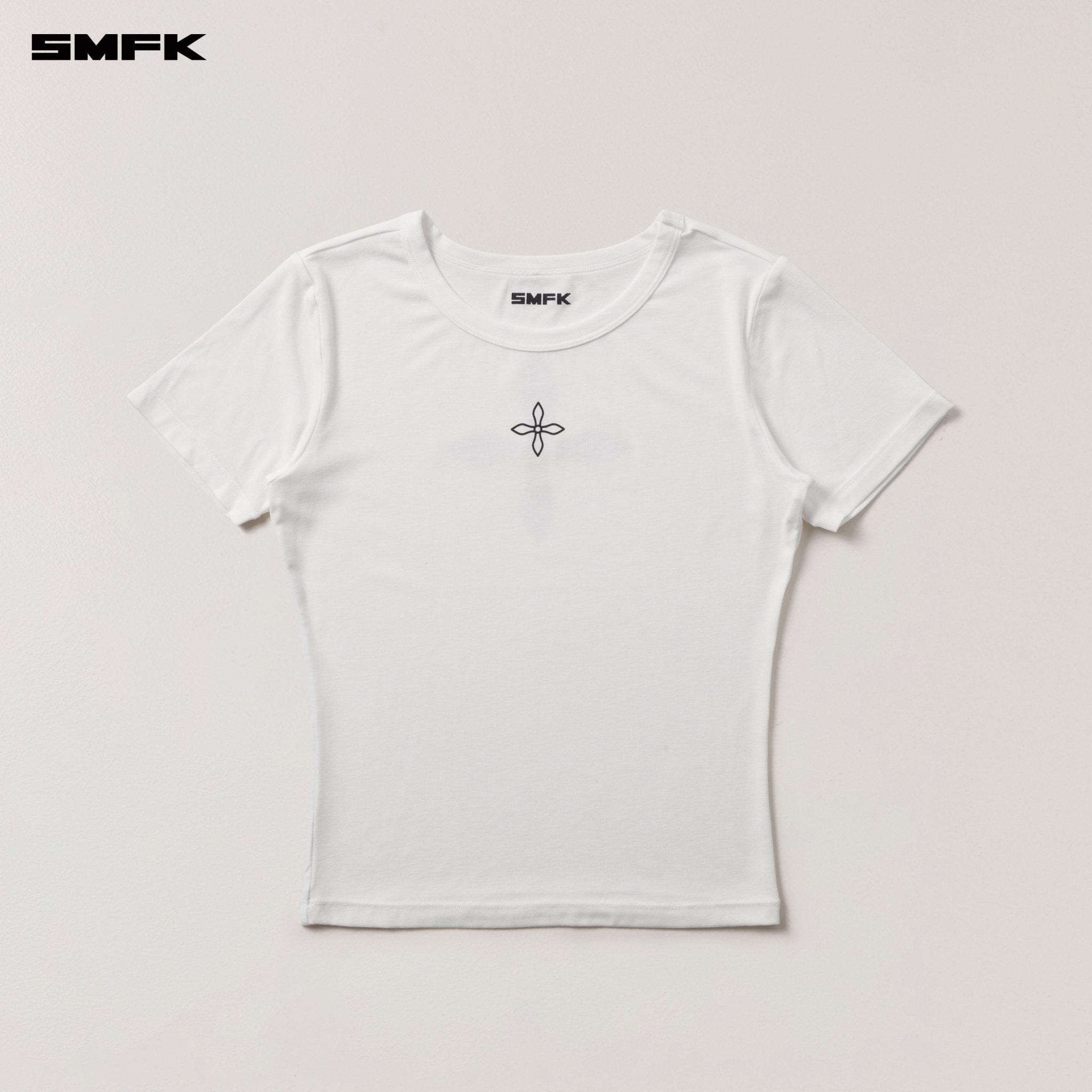 SMFK Compass Stamp Acetate Body Sports Tee In Snow Mountain White | MADAX