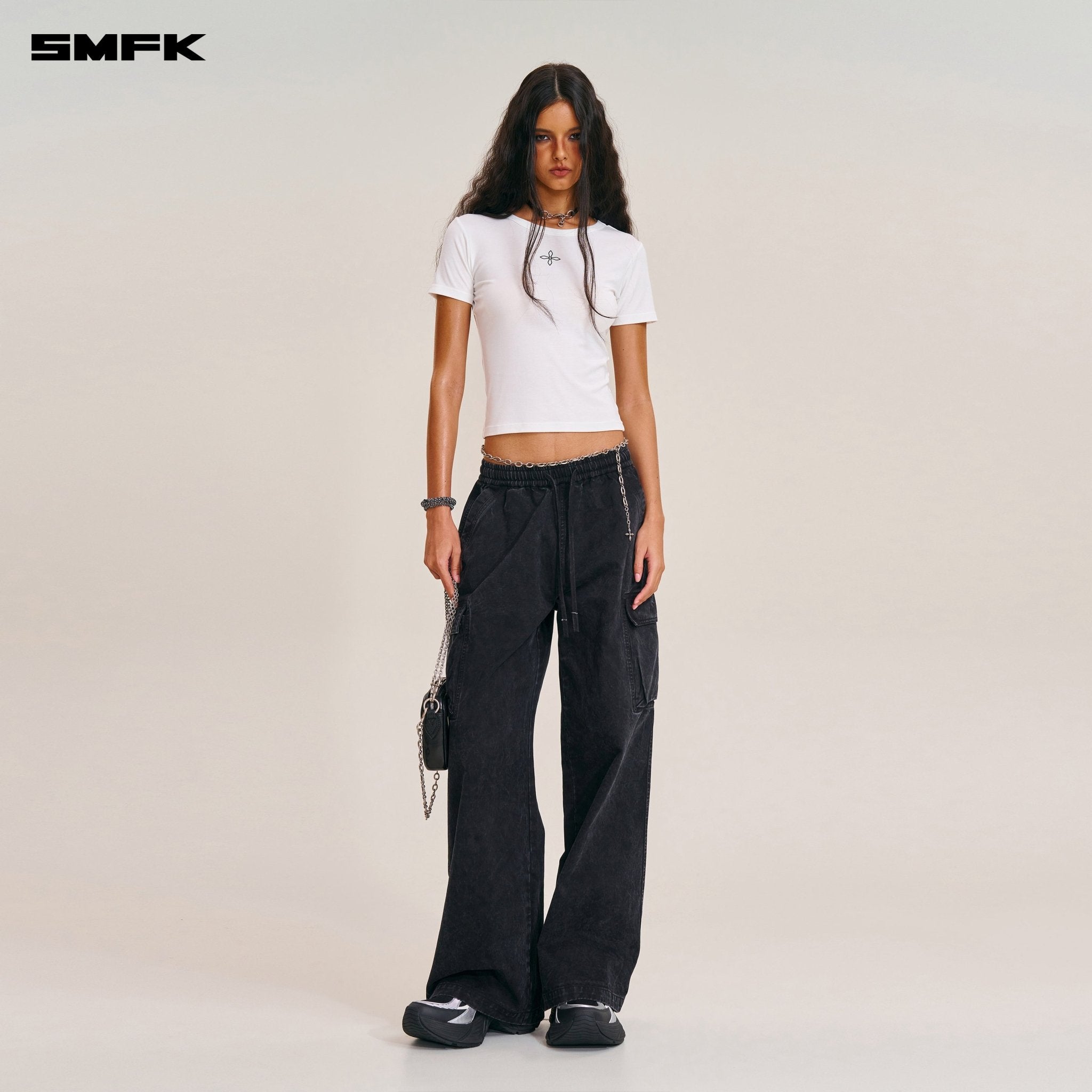 SMFK Compass Stamp Acetate Body Sports Tee In Snow Mountain White | MADAX