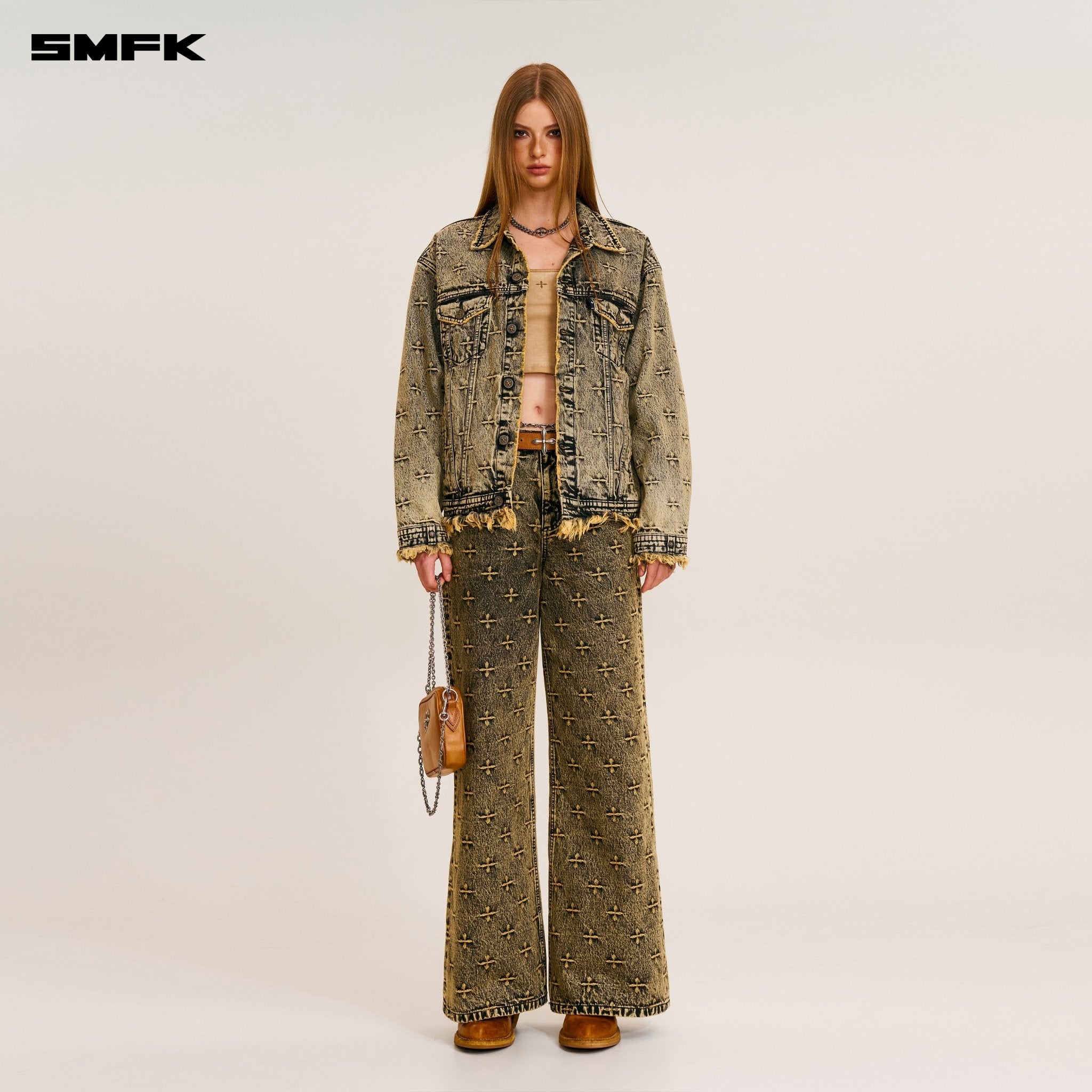 SMFK Compass Storm Garden Classic Wide Leg Jeans In Storm Garden (Yellow) | MADAX