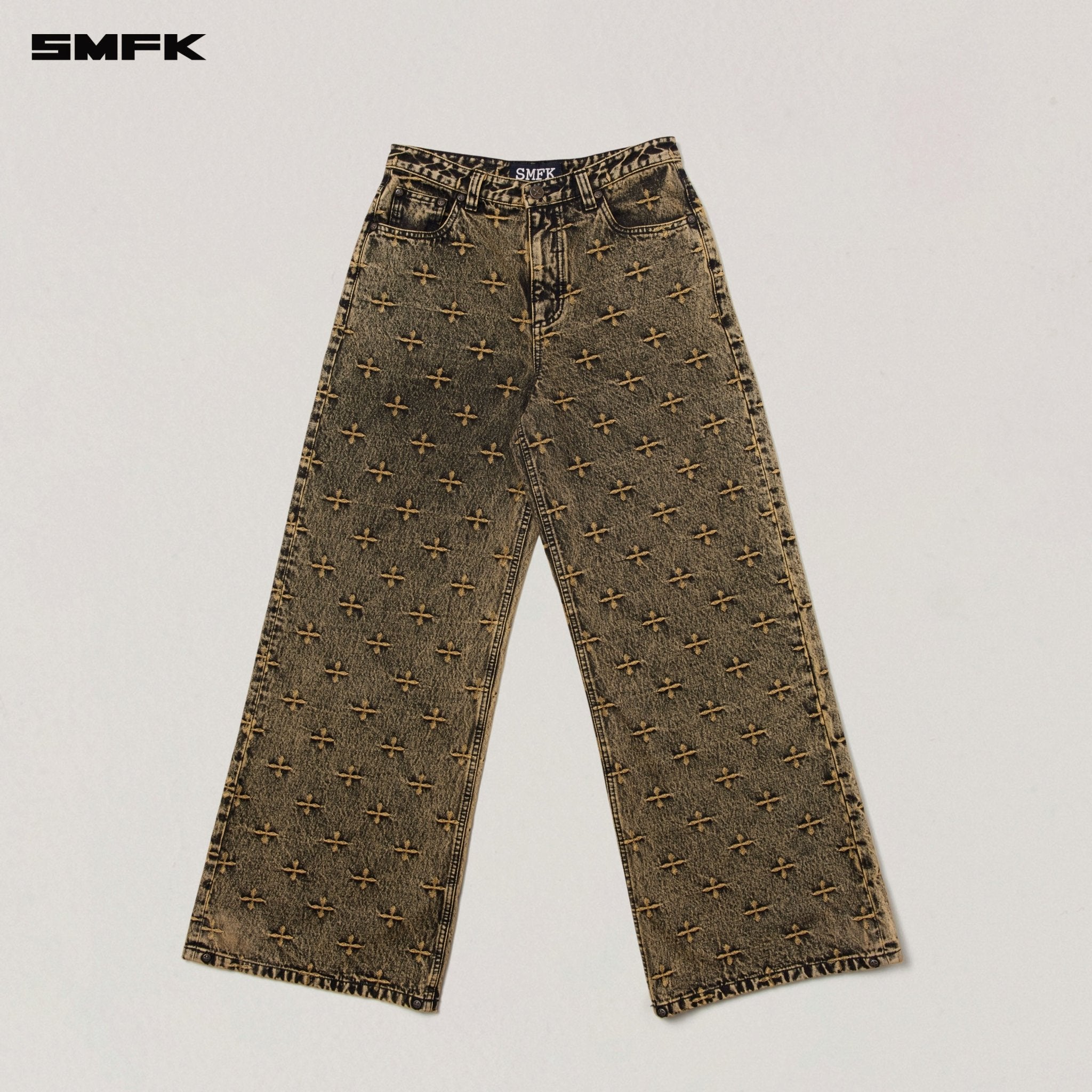 SMFK Compass Storm Garden Classic Wide Leg Jeans In Storm Garden (Yellow) | MADAX