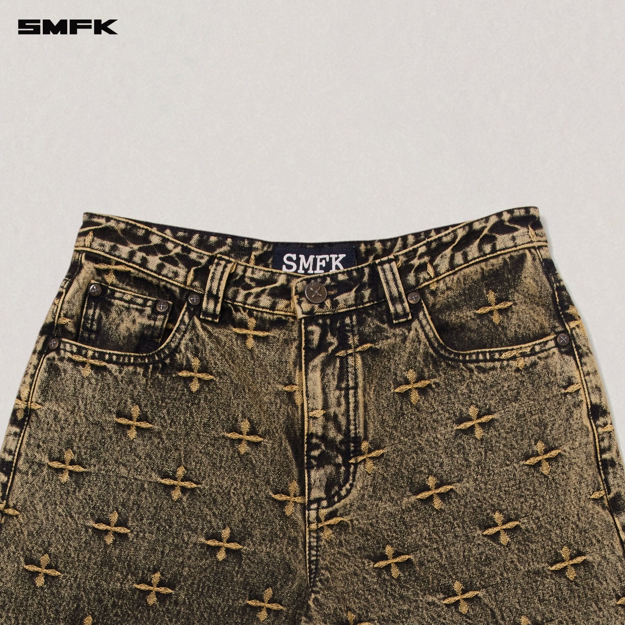 SMFK Compass Storm Garden Classic Wide Leg Jeans In Storm Garden (Yellow) | MADAX