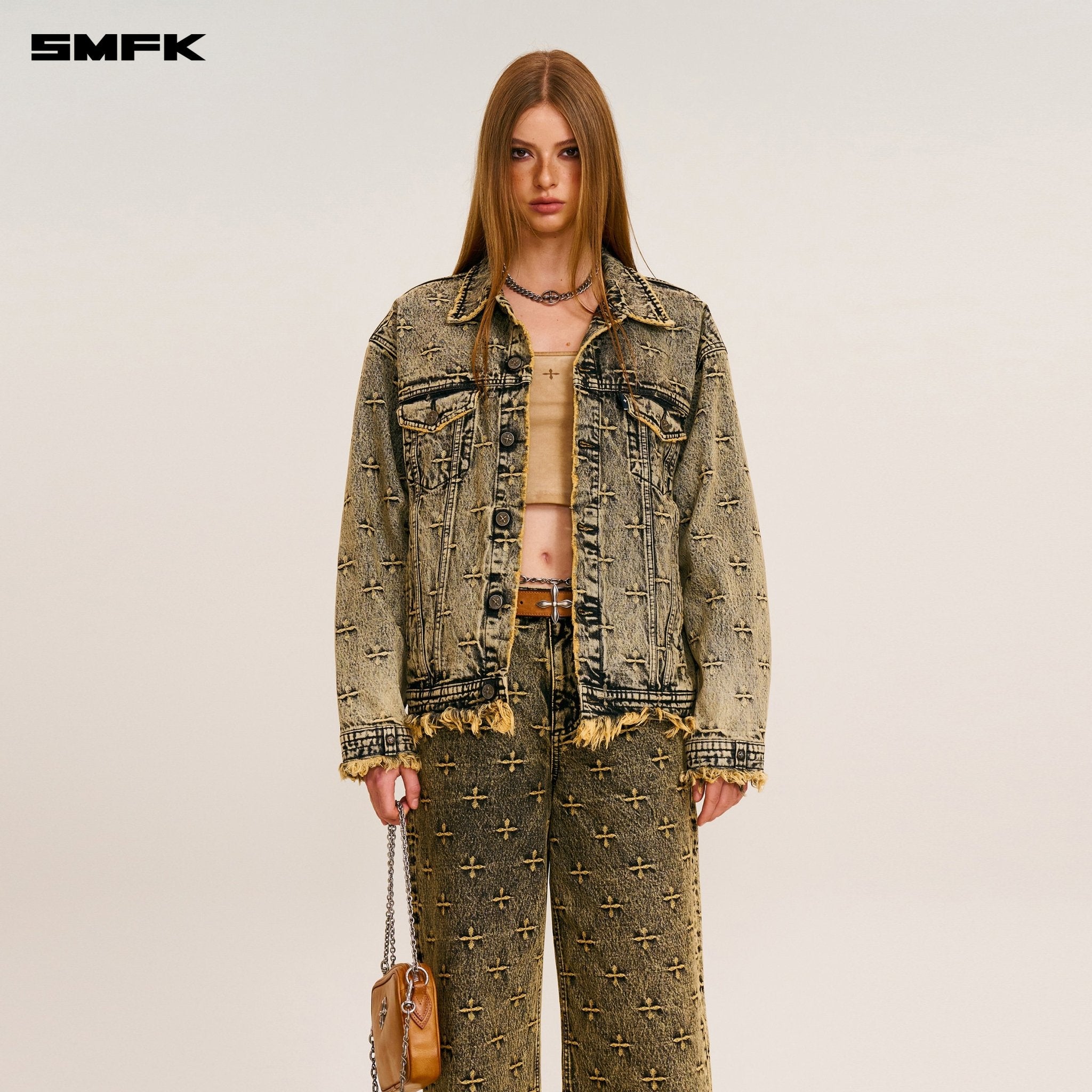 SMFK Compass Storm Garden Classic Wide Leg Jeans In Storm Garden (Yellow) | MADAX