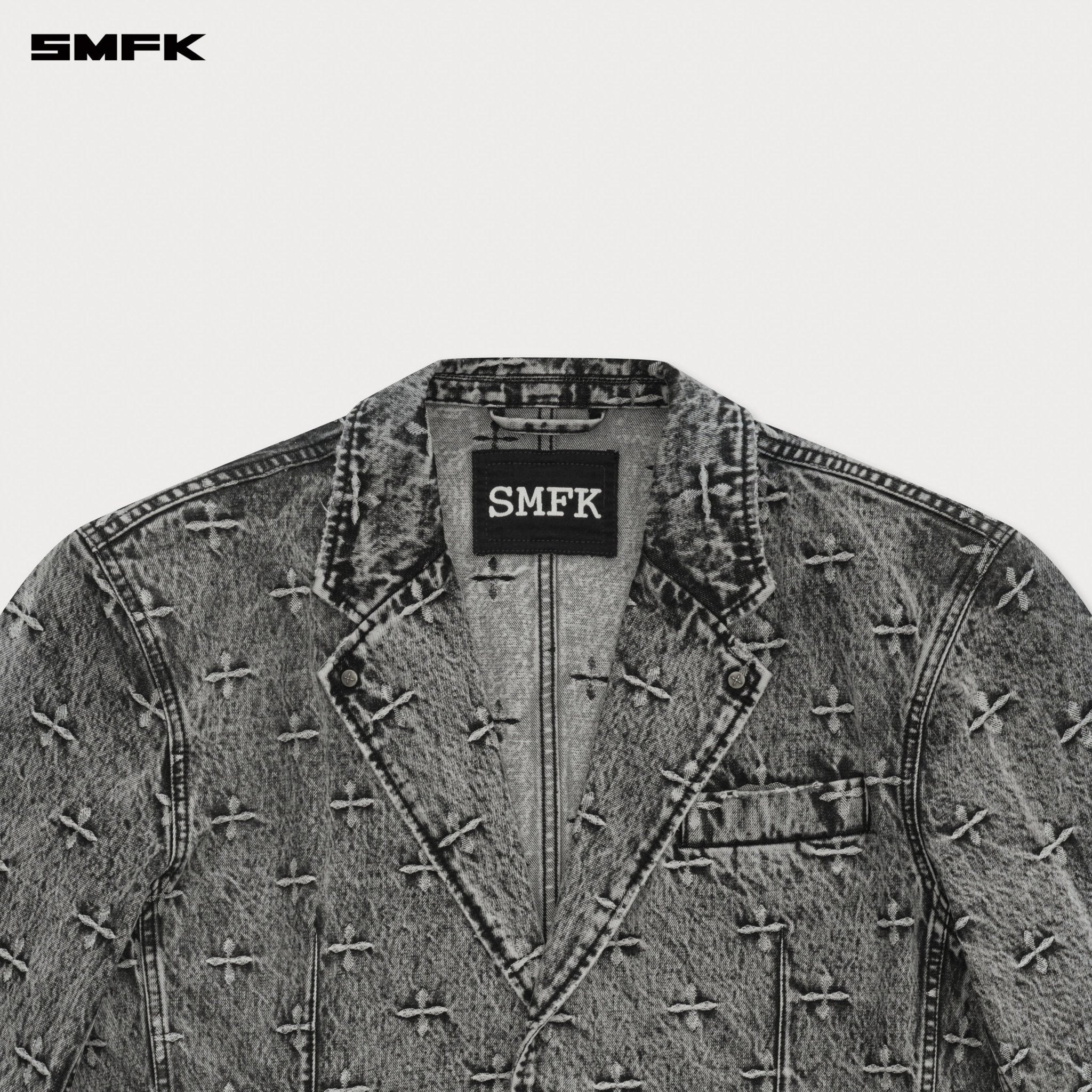 SMFK Compass Storm Oversize Denim Suit In Gray | MADAX