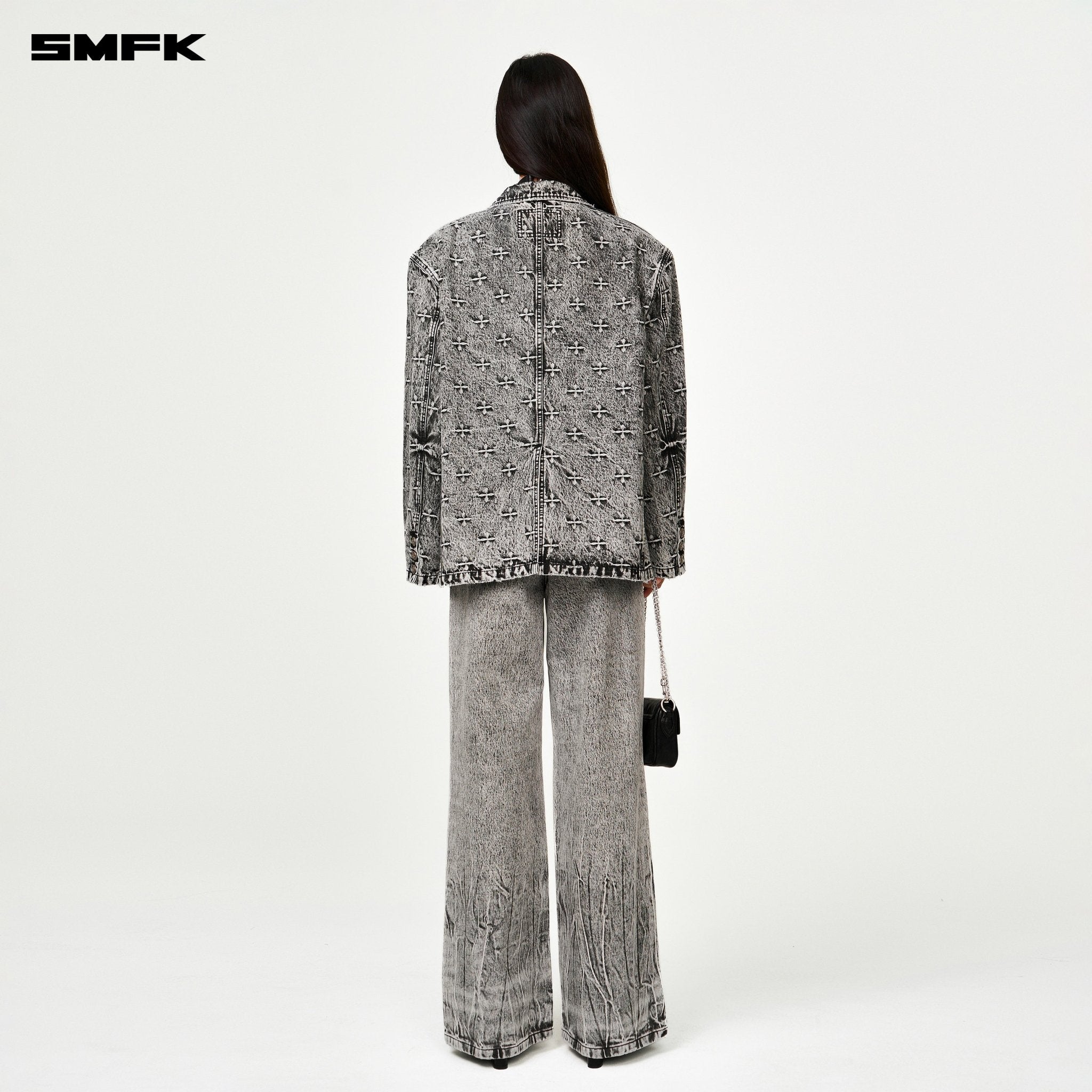 SMFK Compass Storm Oversize Denim Suit In Gray | MADAX
