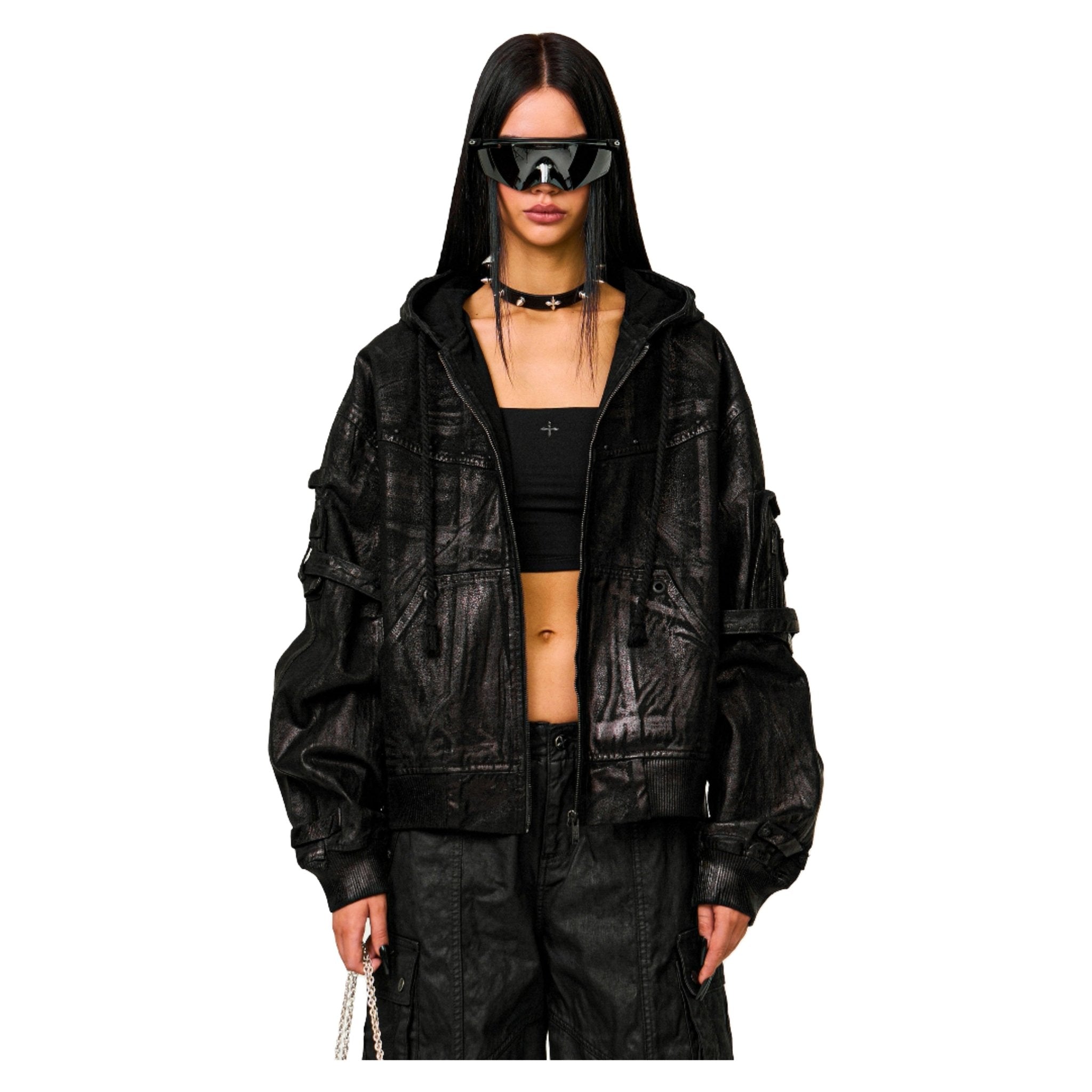 SMFK Compass Tarpan Waxed Denim Hoodie In Black | MADAX