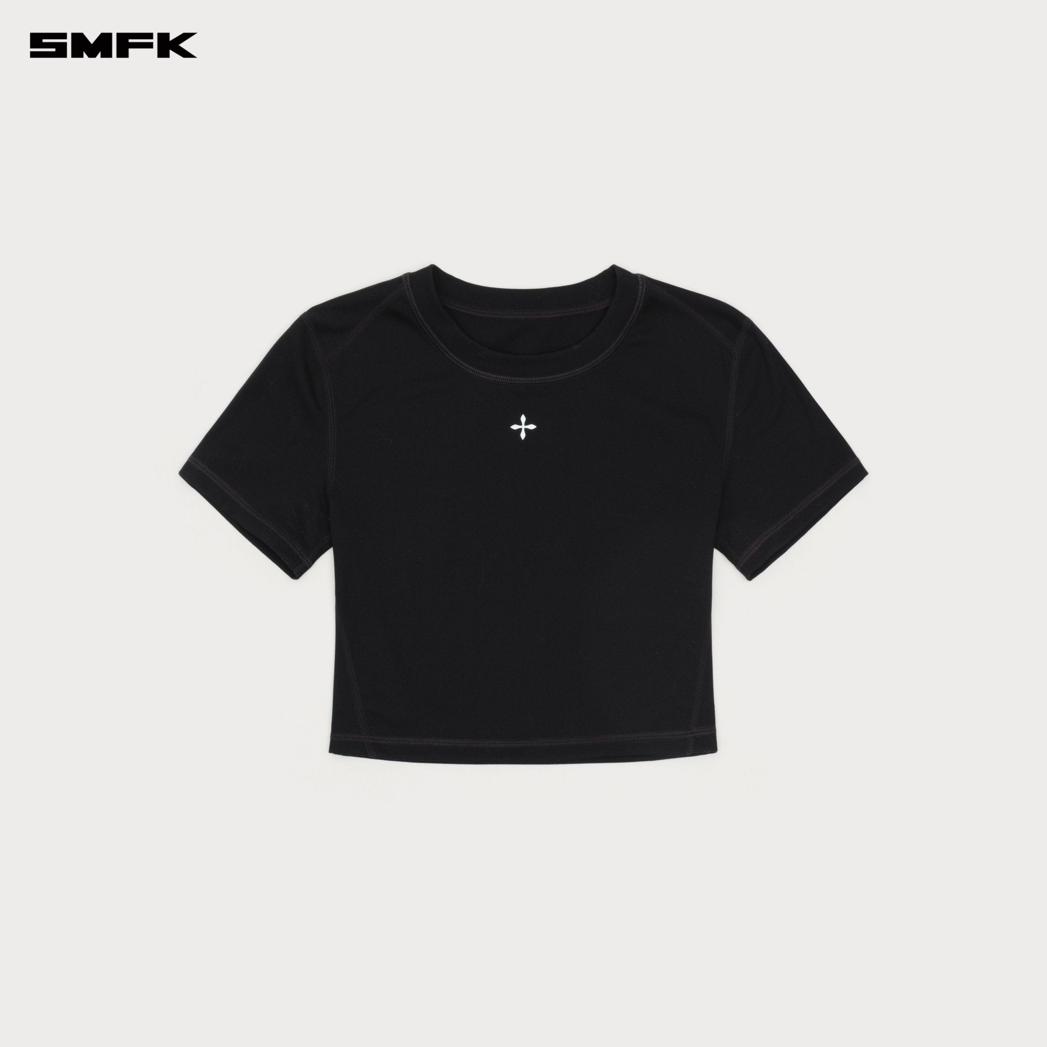 SMFK Compass Wave Body - shaping Skin Crop Tee In Black | MADAX