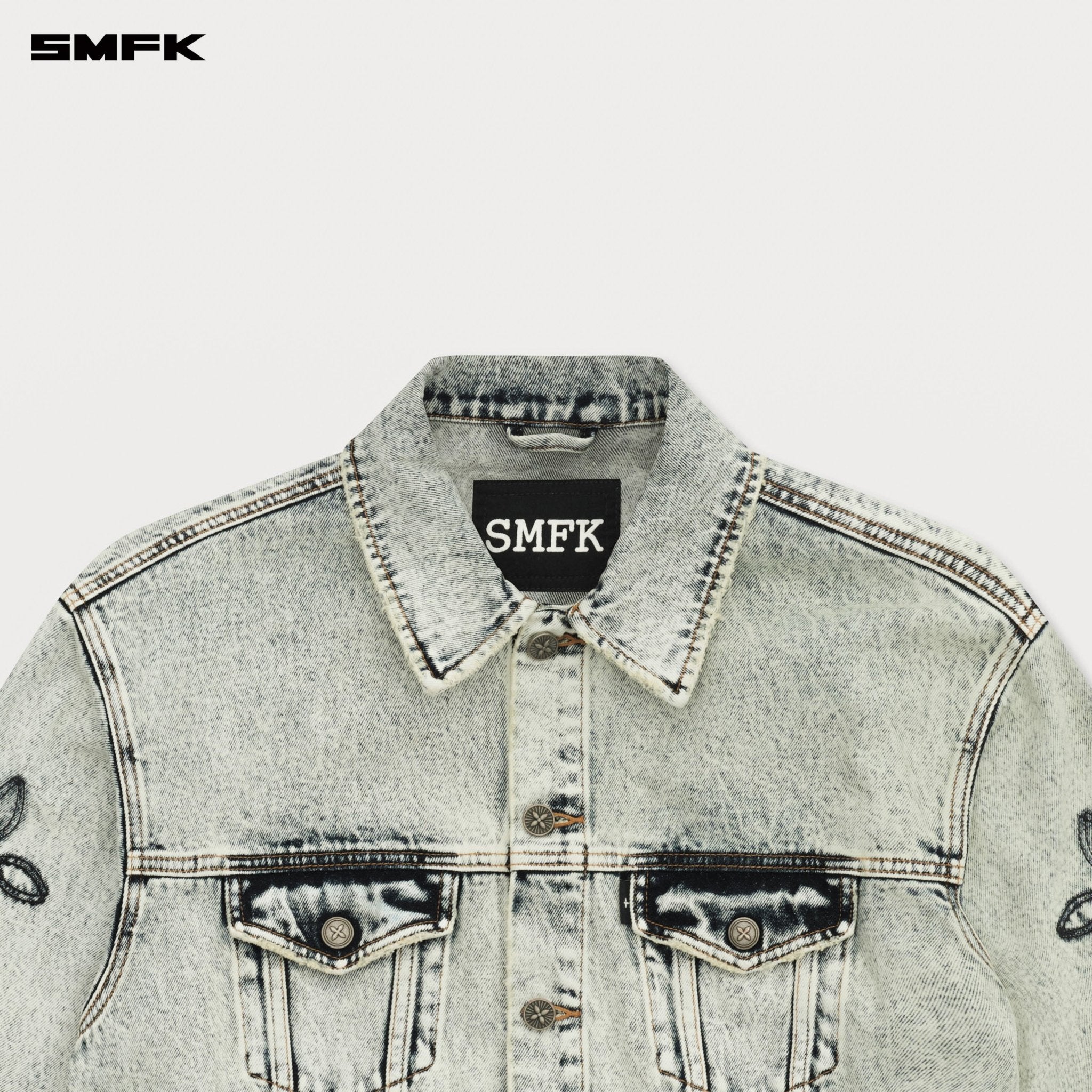 SMFK Compass Wild Denim Jacket In White | MADAX