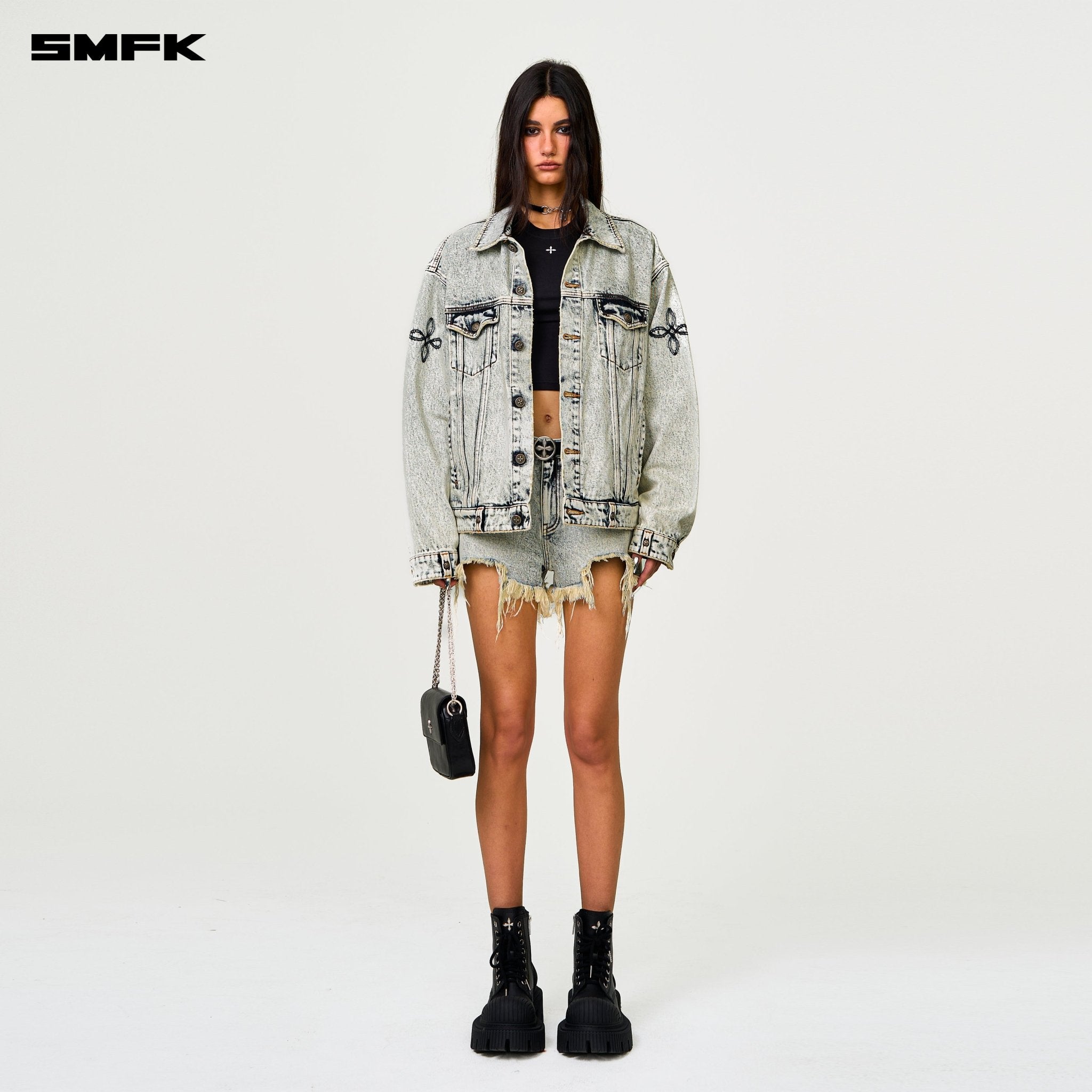 SMFK Compass Wild Denim Jacket In White | MADAX