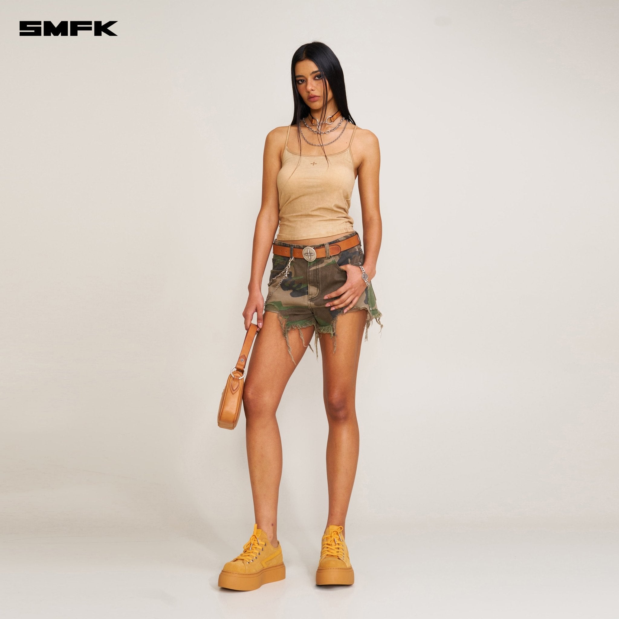 SMFK Compass Wild Denim Shorts In Army Green Camouflage | MADAX