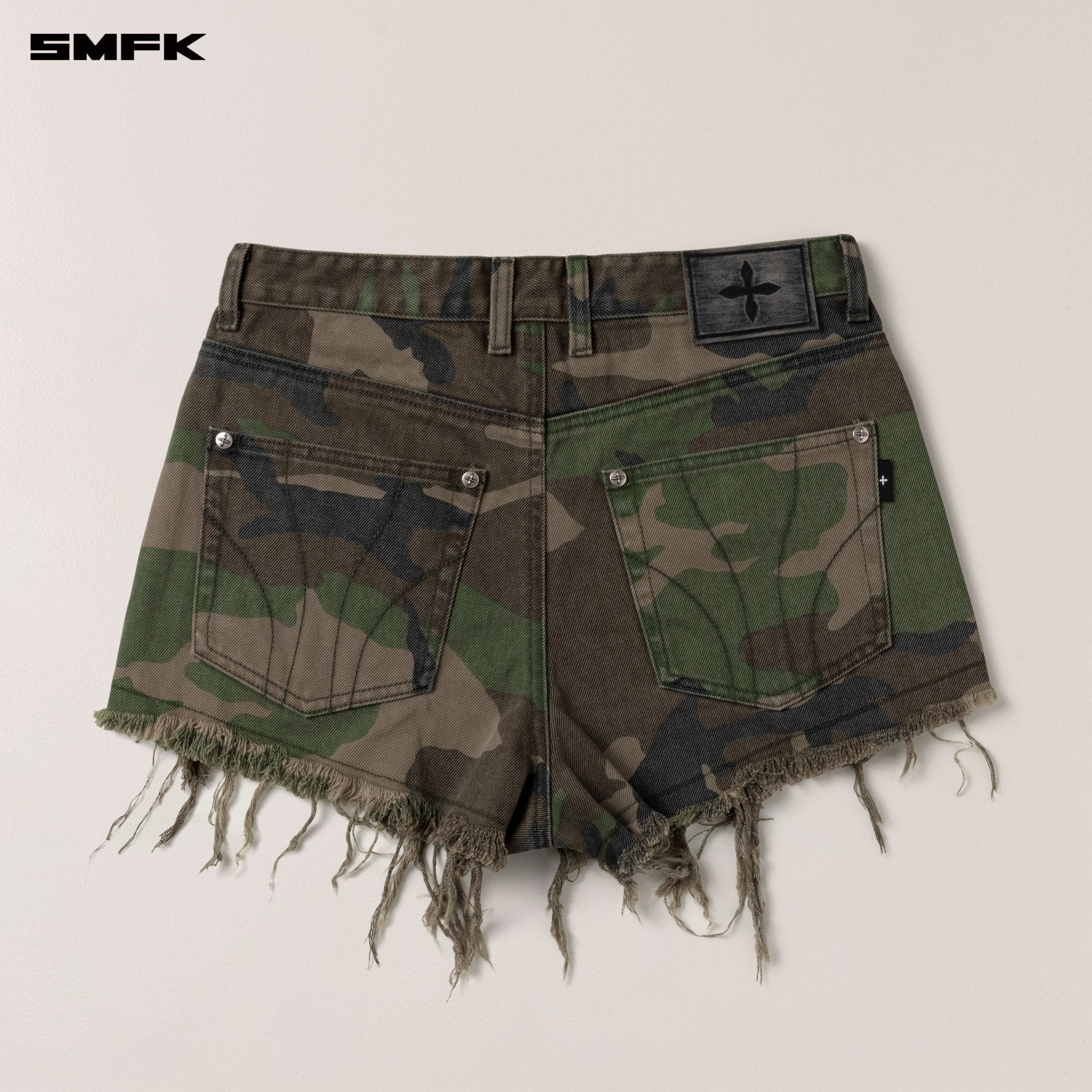SMFK Compass Wild Denim Shorts In Army Green Camouflage | MADAX