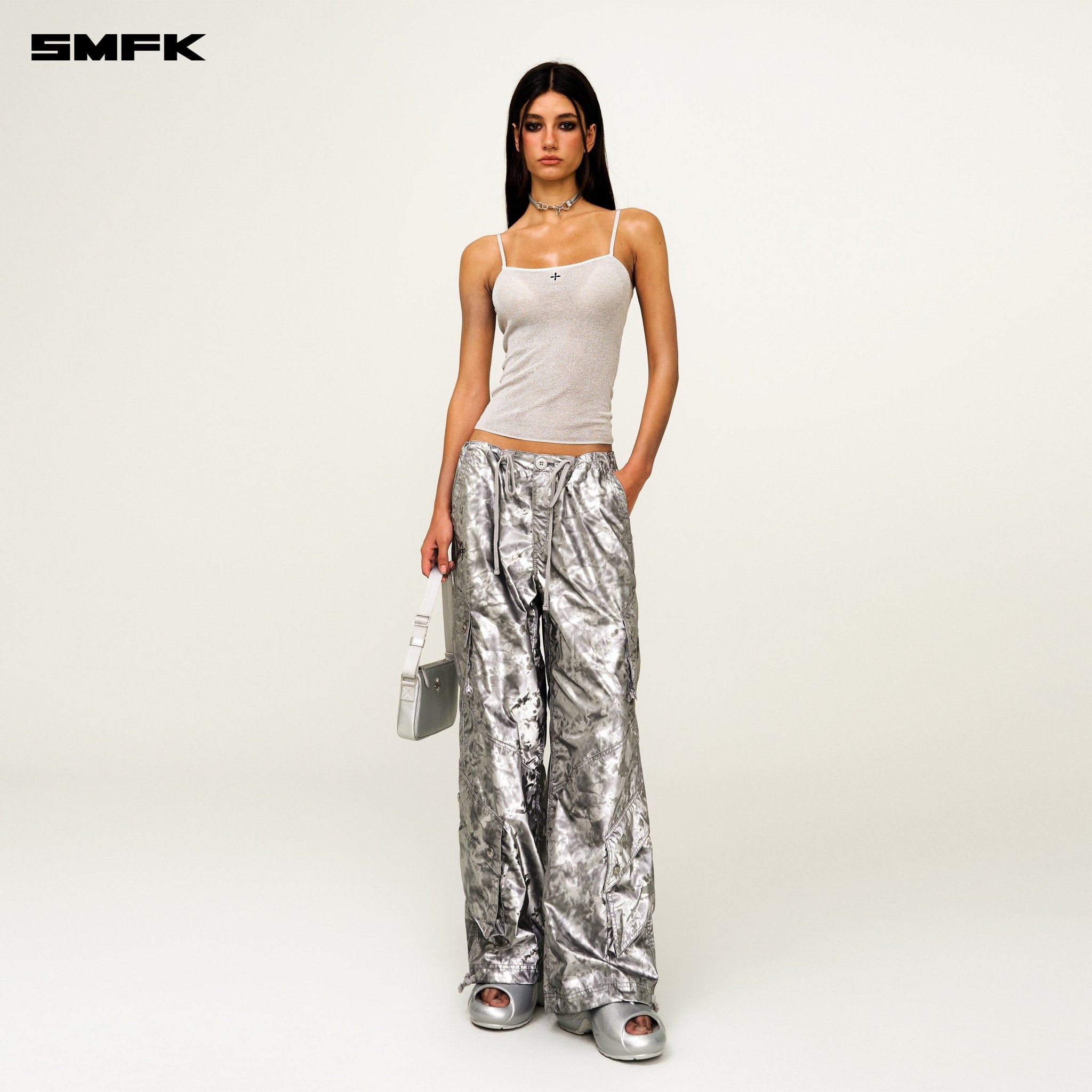 SMFK Compass Wild Mustang Nebula Knitted Strap Top In Silver | MADAX