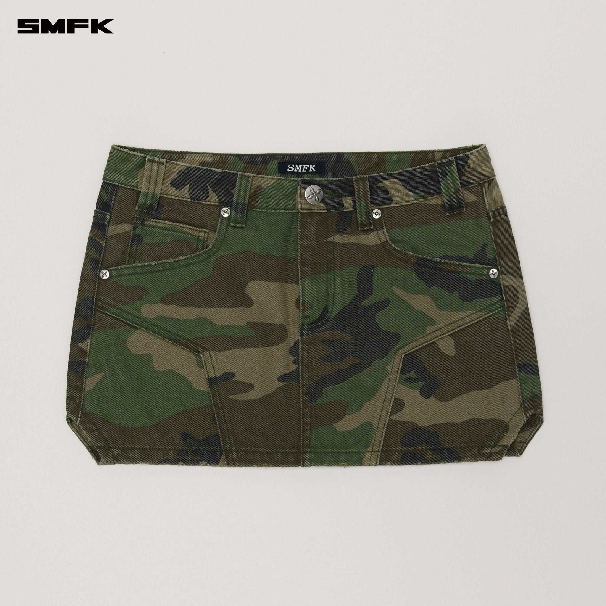 SMFK Compass Wild Origin Denim Skirt In Army Green Camouflage | MADAX