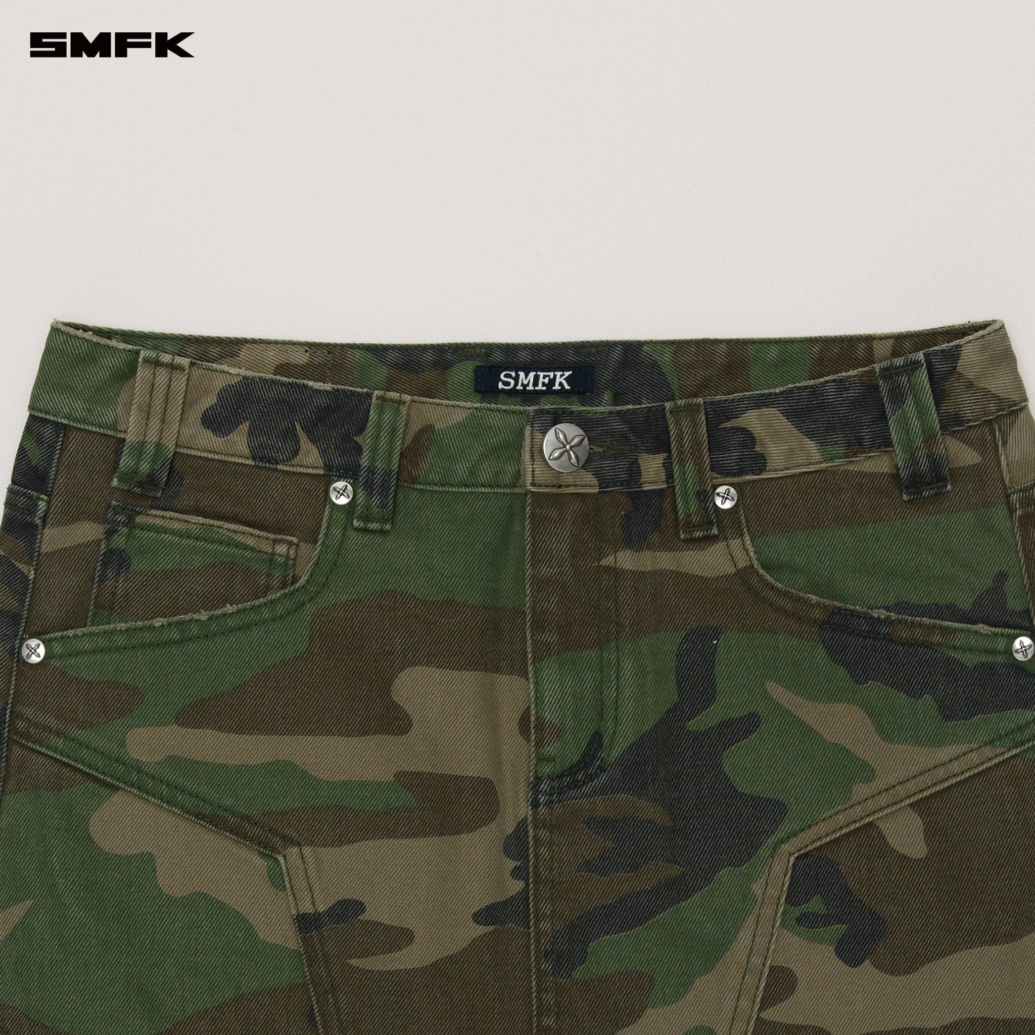 SMFK Compass Wild Origin Denim Skirt In Army Green Camouflage | MADAX